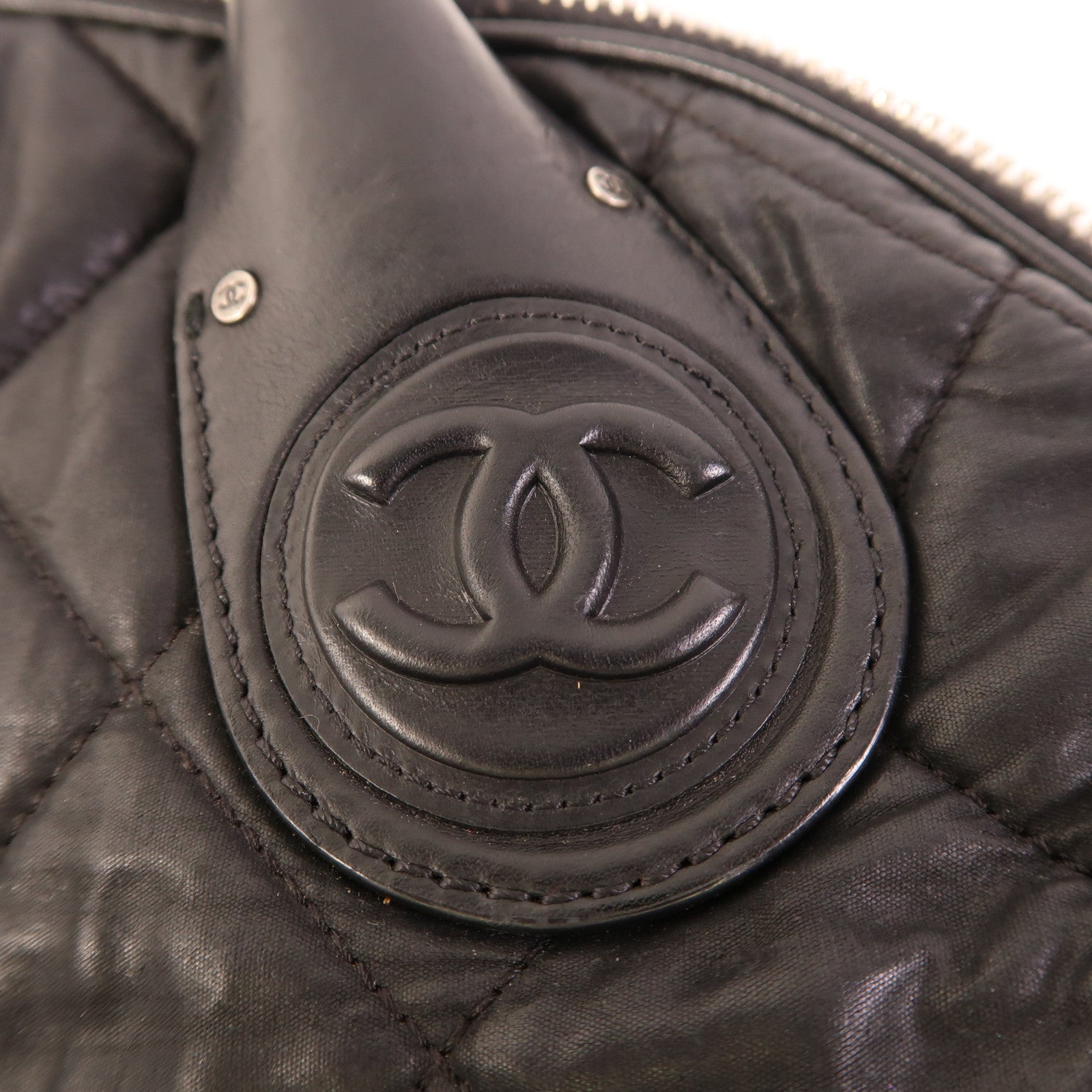 CHANEL 尼龍2 Way Bag銀扣手挽肩背兩用袋