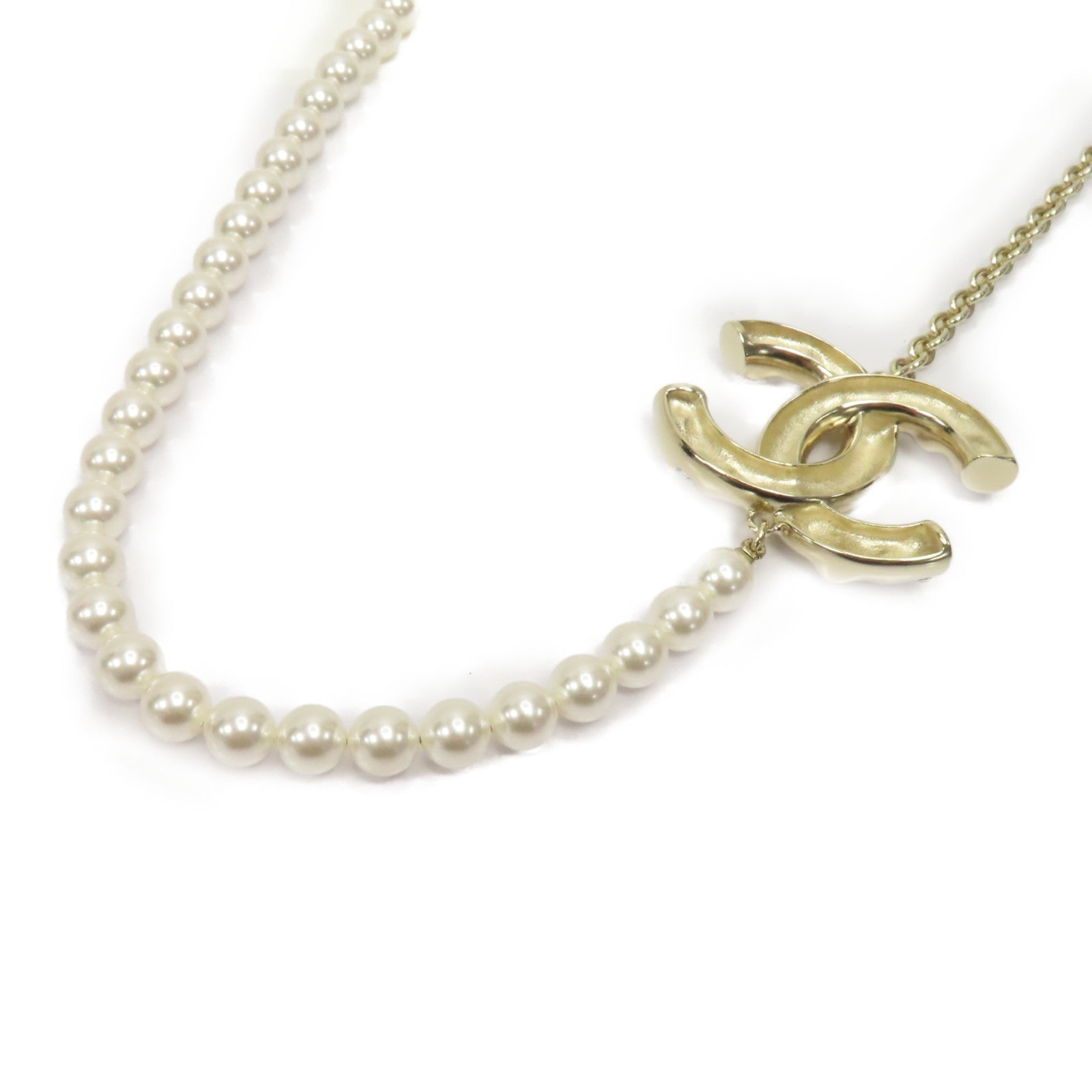 CHANEL PVC/金屬Necklace項鍊白色/金色