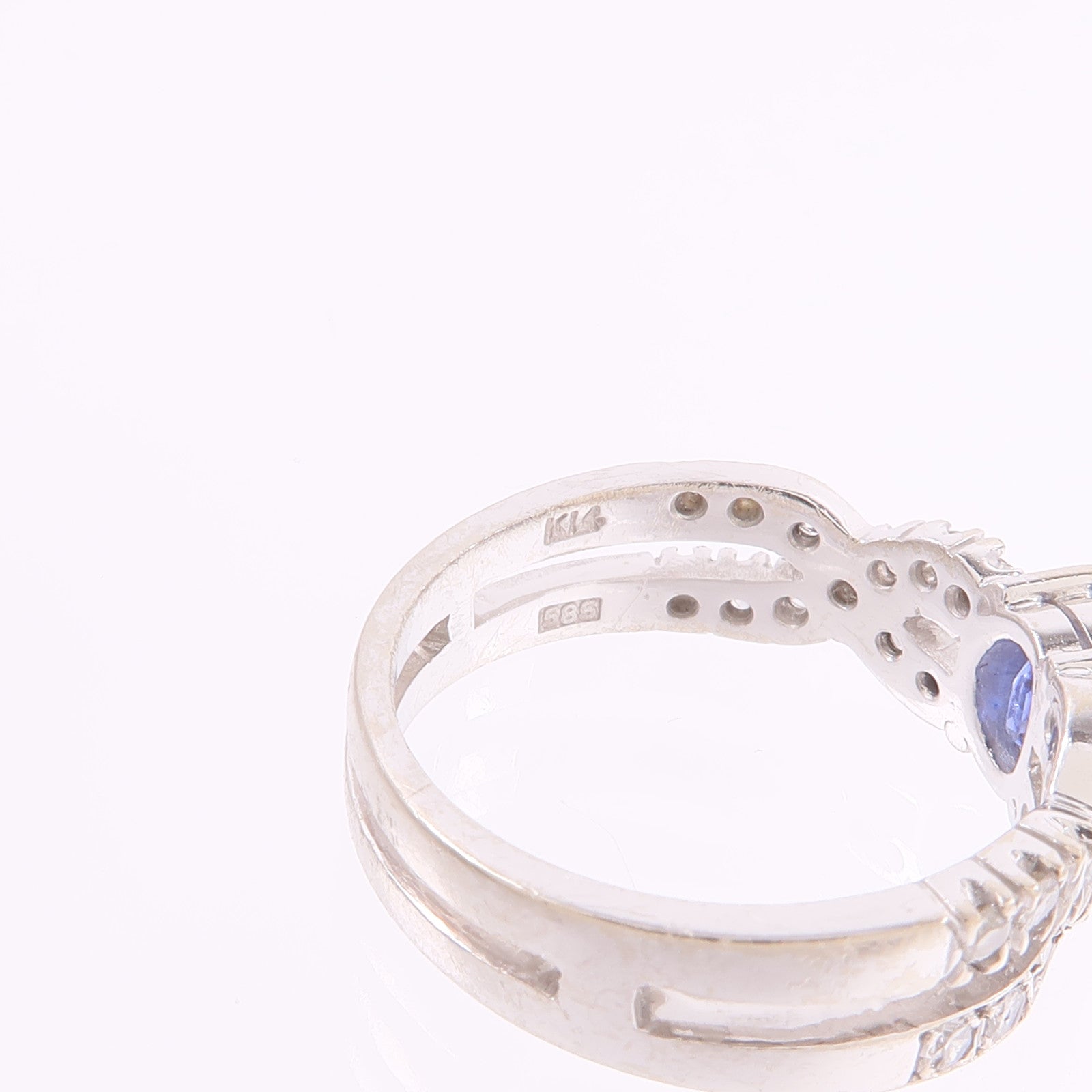 JEWELRY 14K白金Sapphire Diamond Ring藍寶石/鑽石戒指