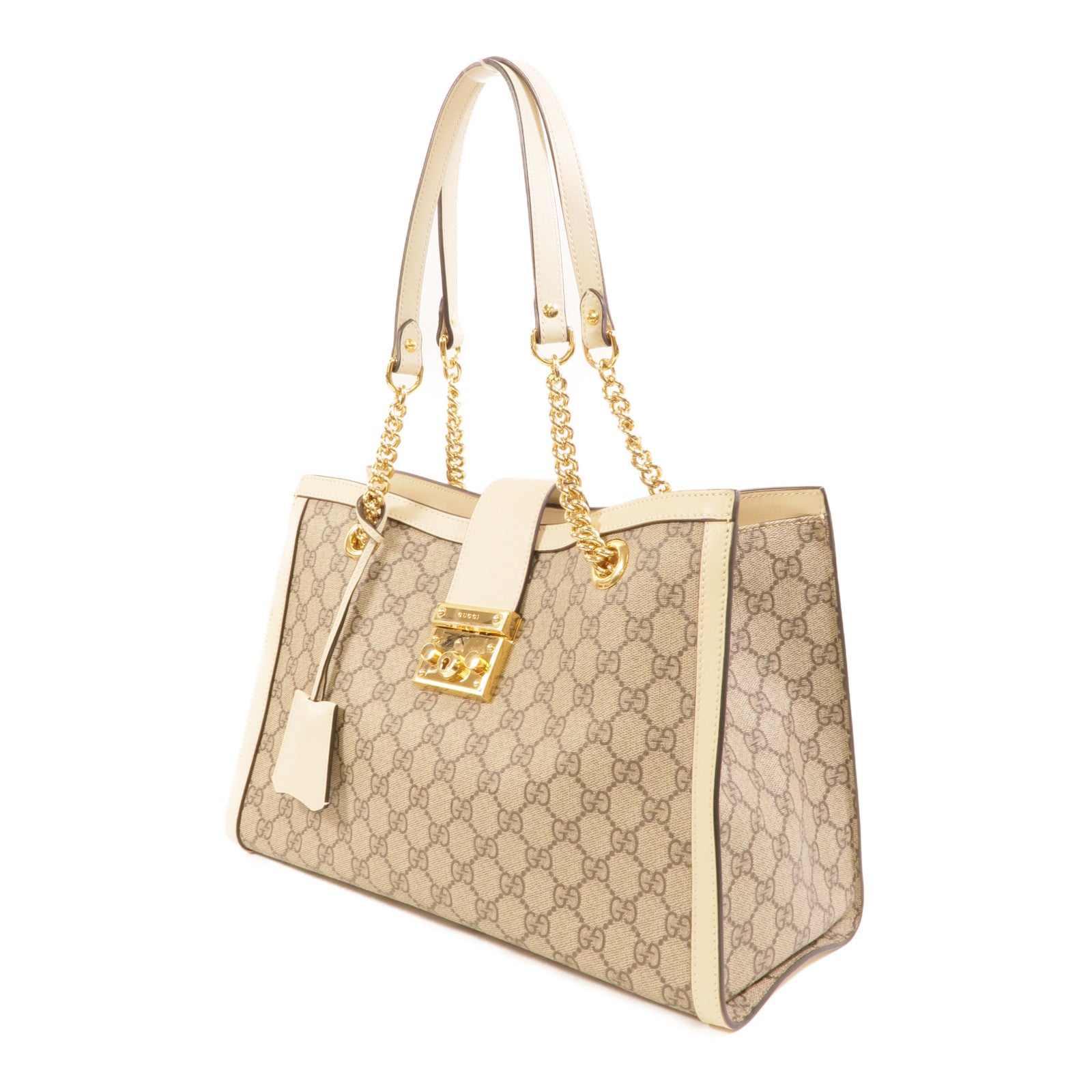 GUCCI 塗層帆布Padlock GG金扣肩背袋