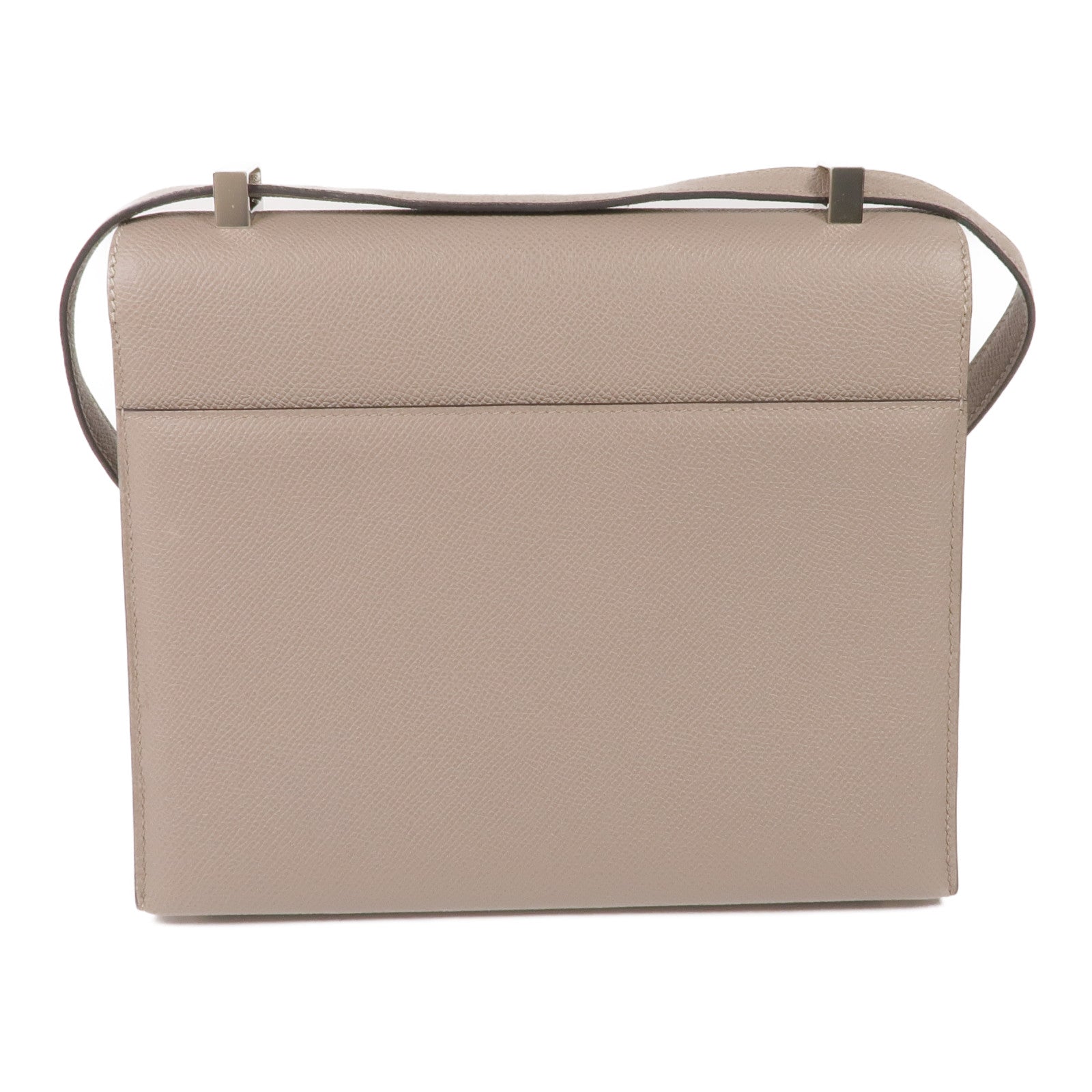 HERMES Epsom皮革Verrou 23銀扣肩背袋Gris Asphalte
