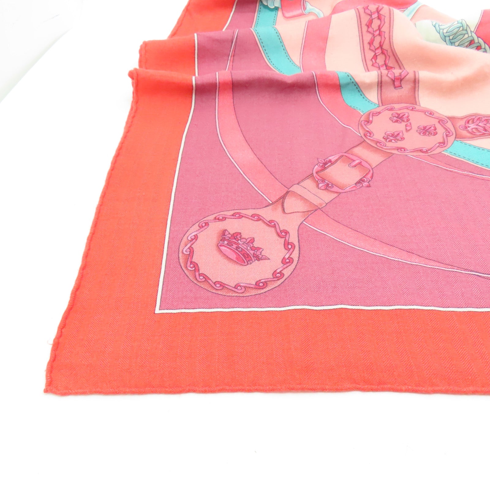 HERMES 【激減優惠】羊絨/絲質Shawl 140x140cm披肩紅色/粉紅色/綠色