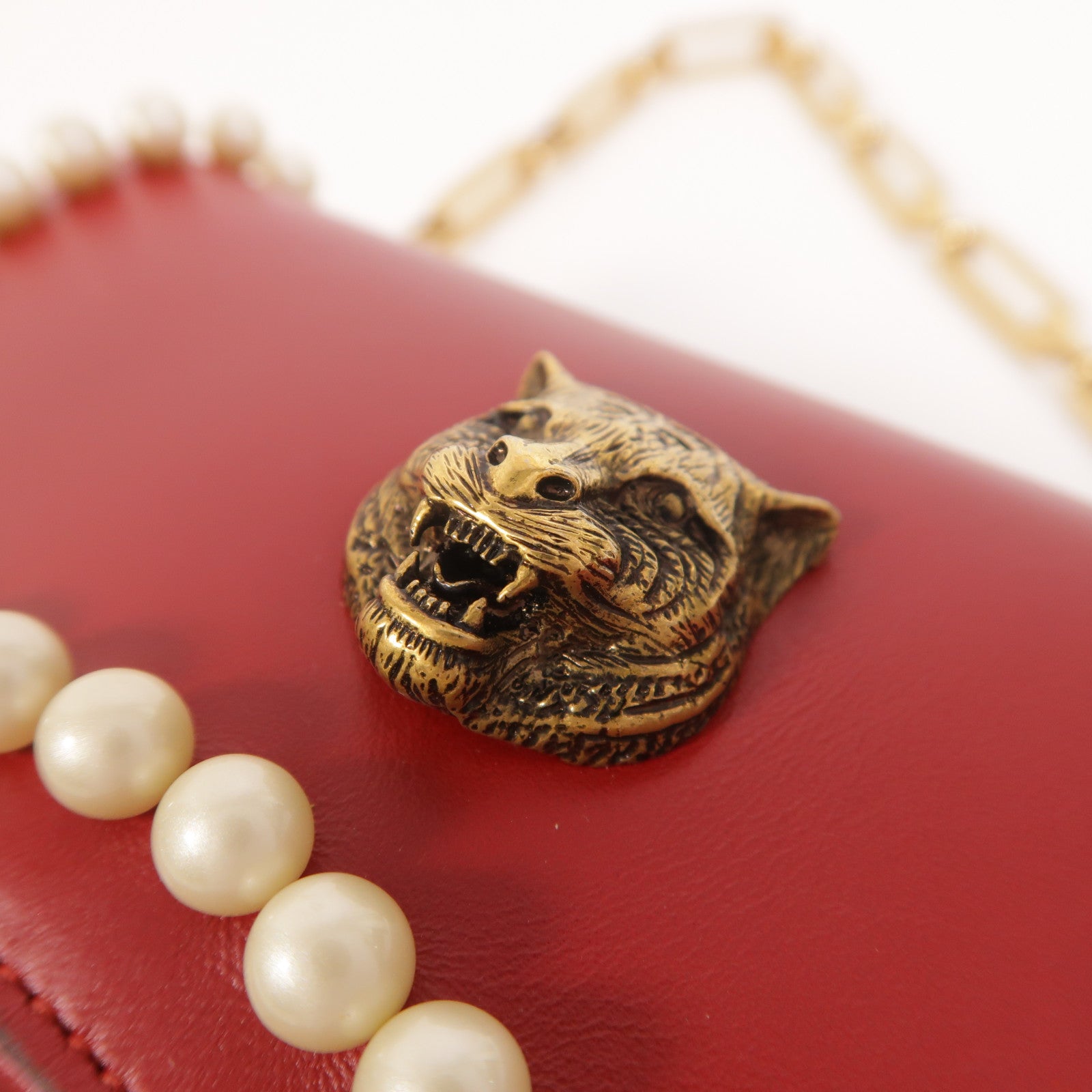 GUCCI 牛皮皮革Pearl Tiger Broadway手挽袋