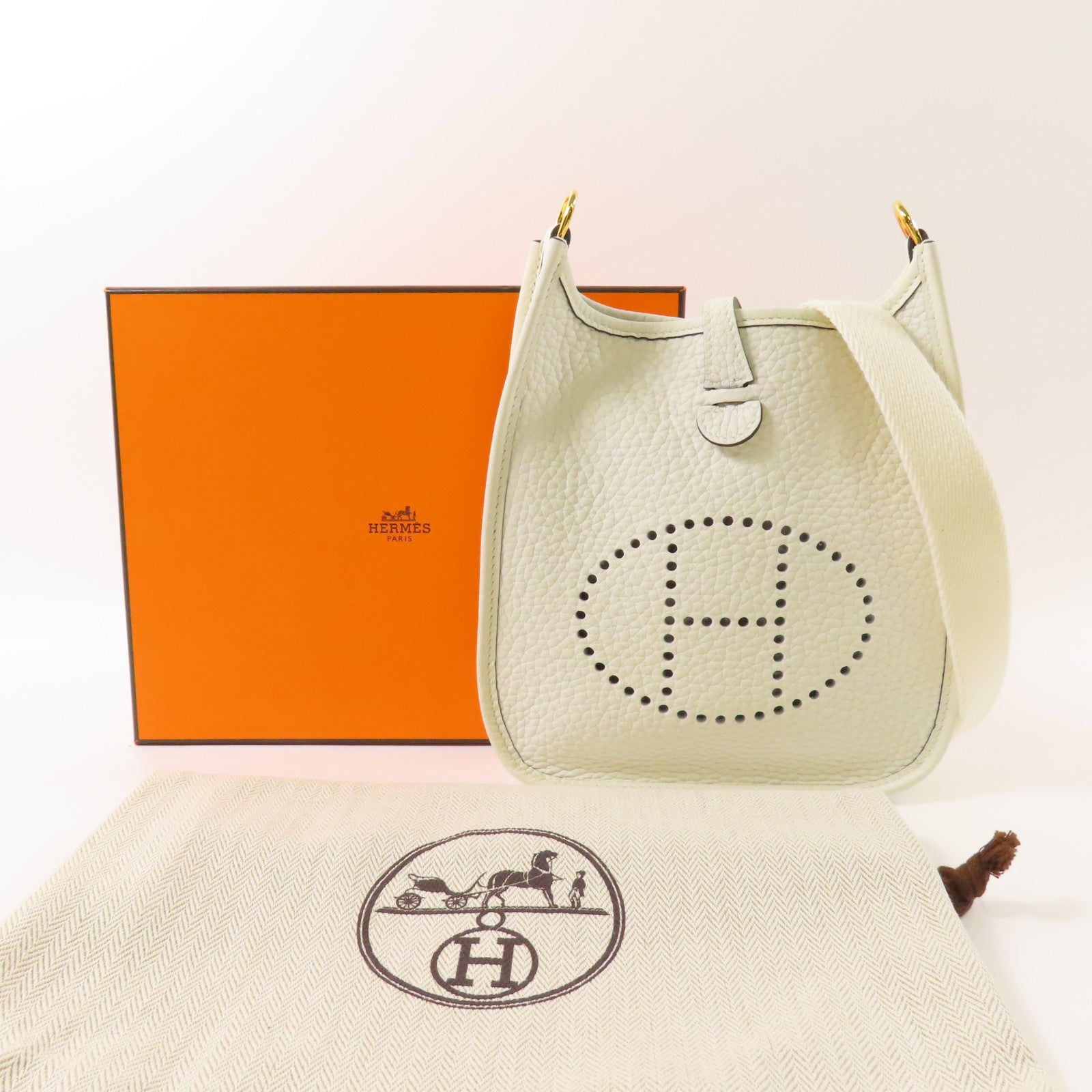 HERMES Clemence皮革Evelyne TPM金扣肩背袋