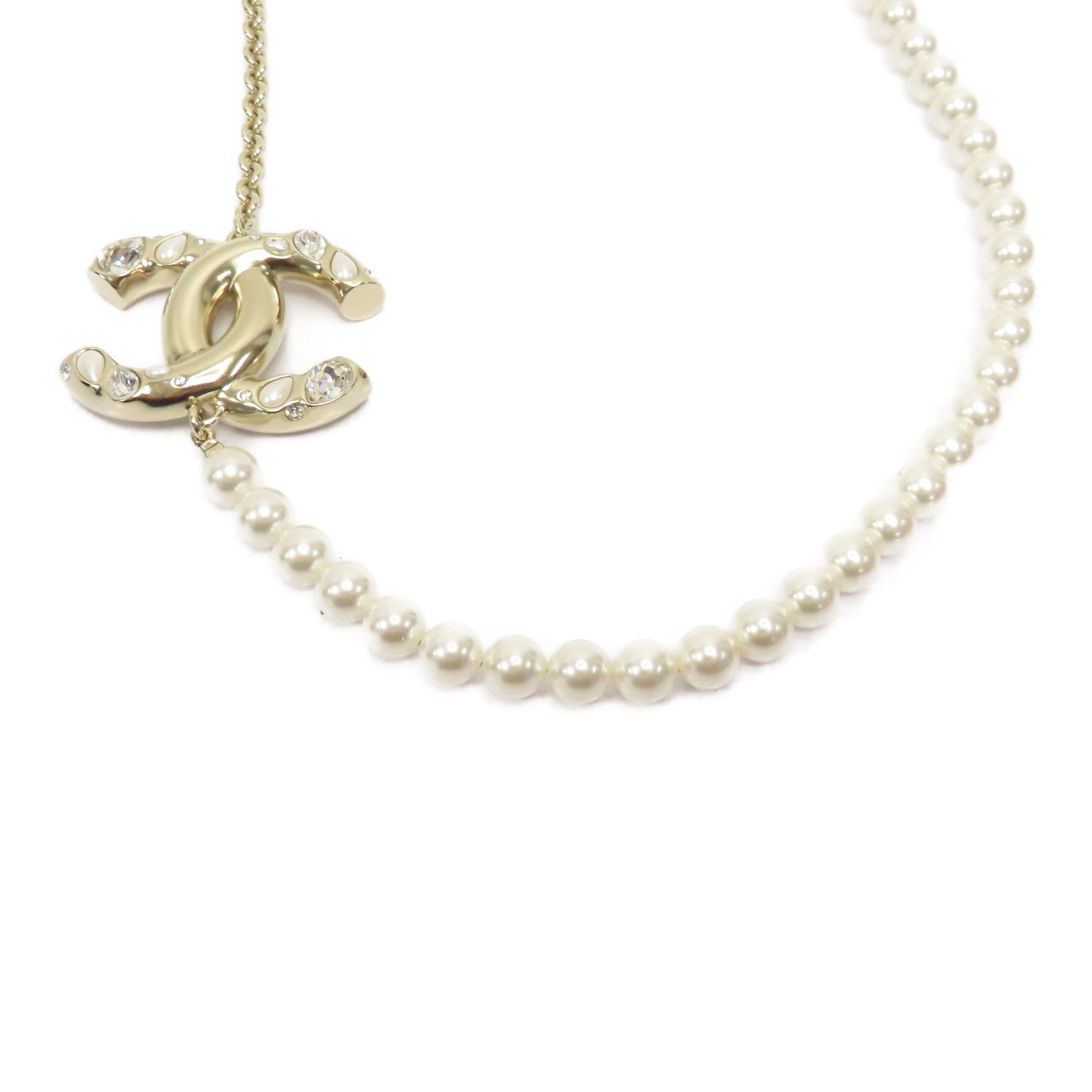 CHANEL PVC/金屬Necklace項鍊白色/金色