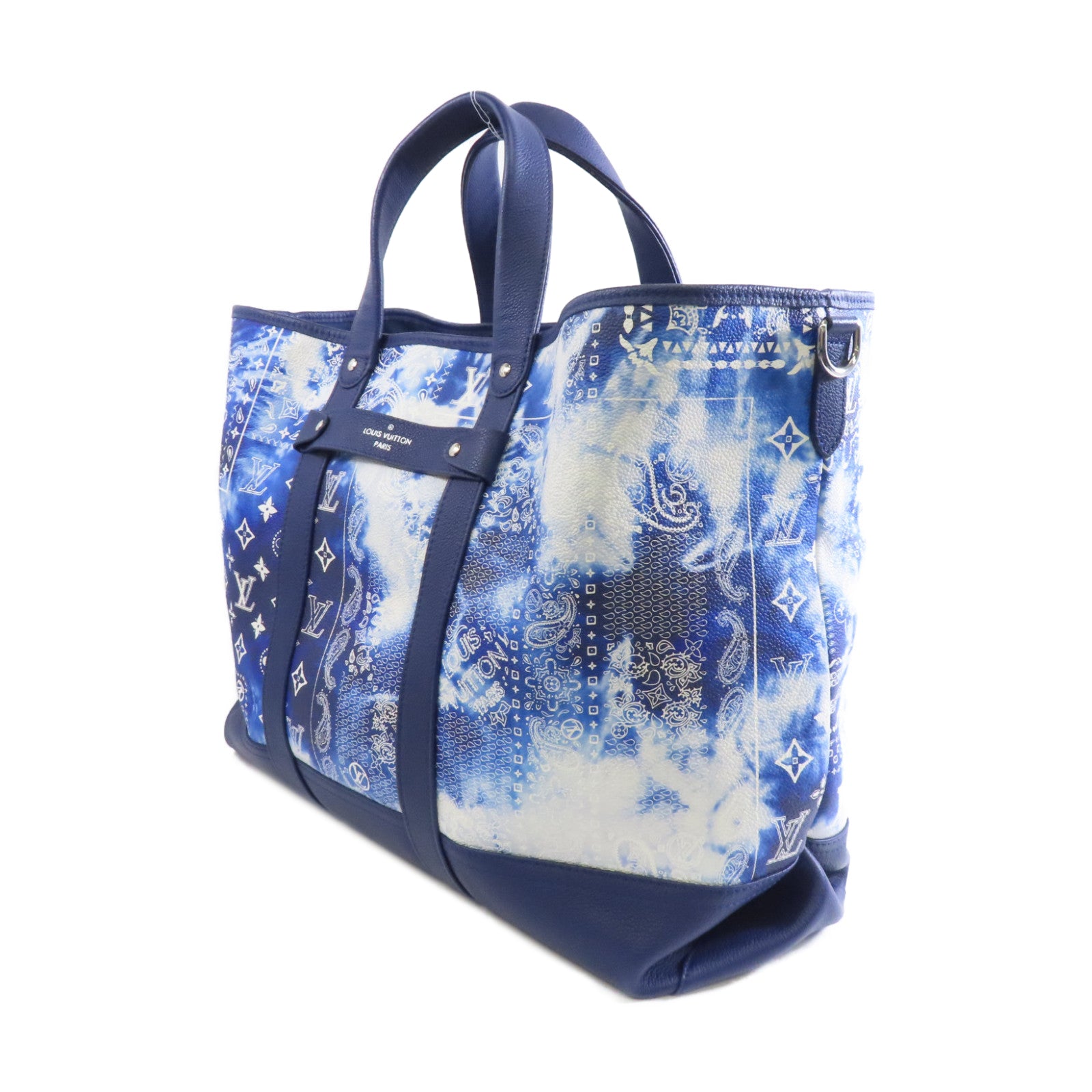 LOUIS VUITTON Monogram Bandana Tote Journey銀扣手挽袋藍色