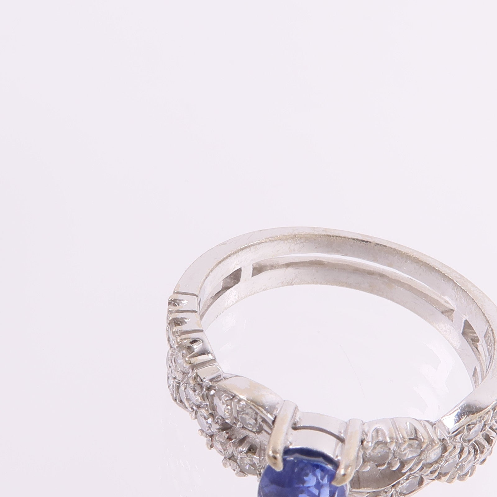 JEWELRY 14K白金Sapphire Diamond Ring藍寶石/鑽石戒指