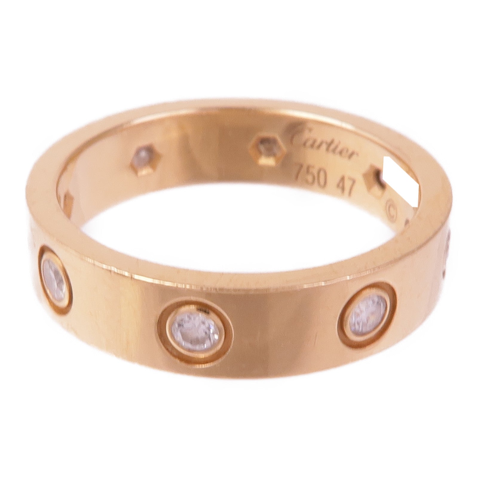 CARTIER 18K黃金Love Ring 8 Diamond鑽石戒指US#4