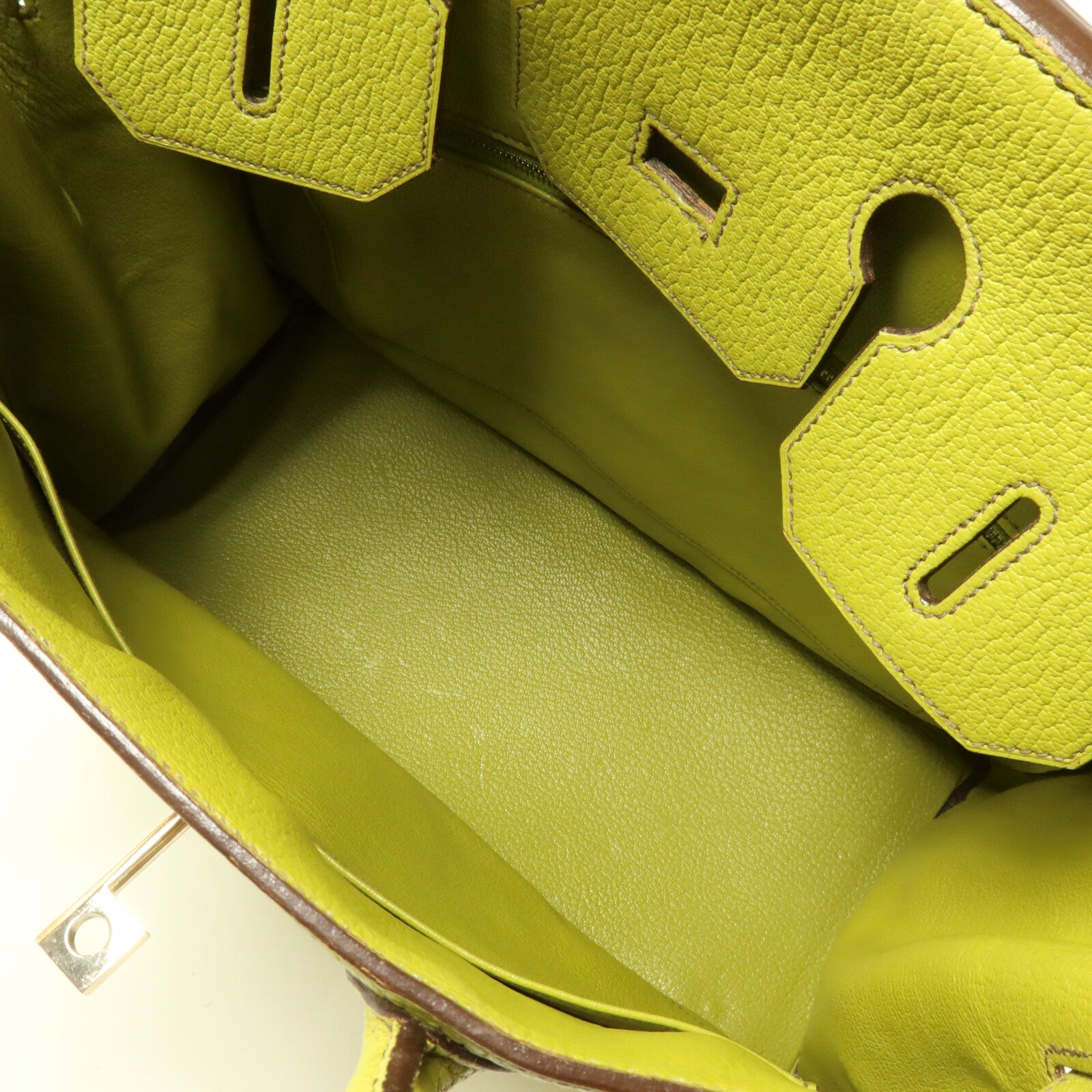 HERMES Chevre皮革Birkin 32 HAC手挽袋Vert Anis