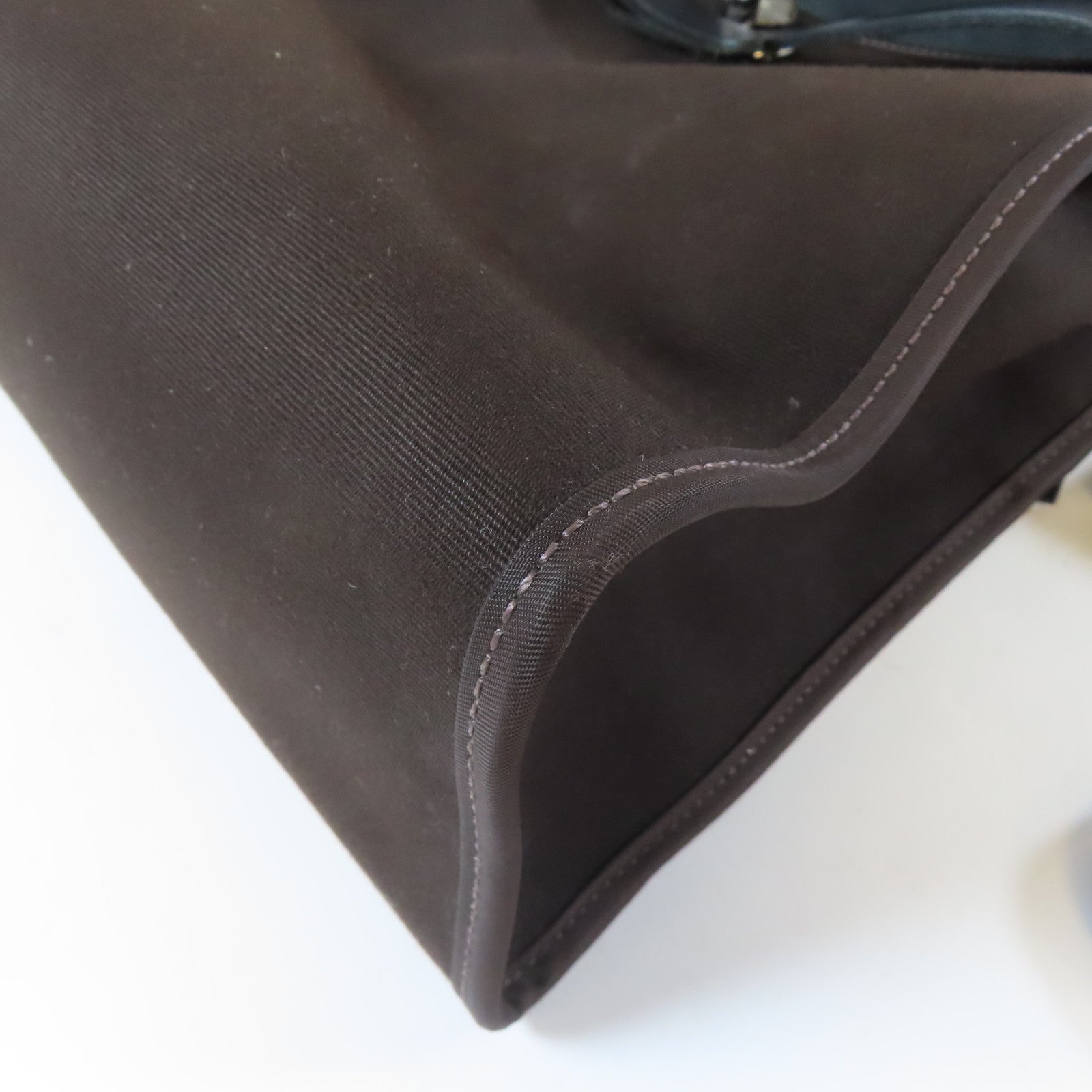 HERMES 【激減優惠】帆布Herbag PM銀扣手挽肩背兩用袋啡色