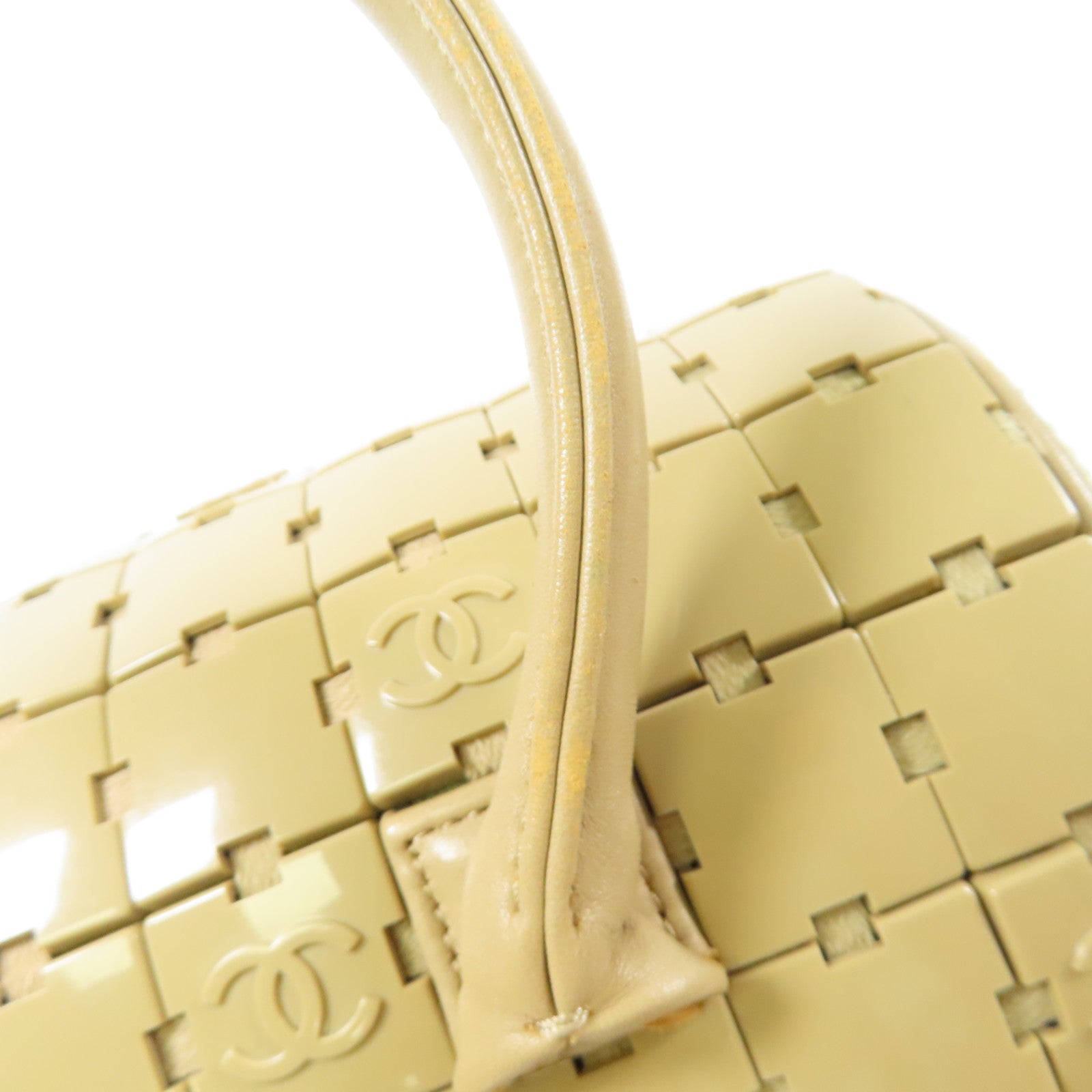 CHANEL PVC/皮革Hand Bag銀扣手挽袋