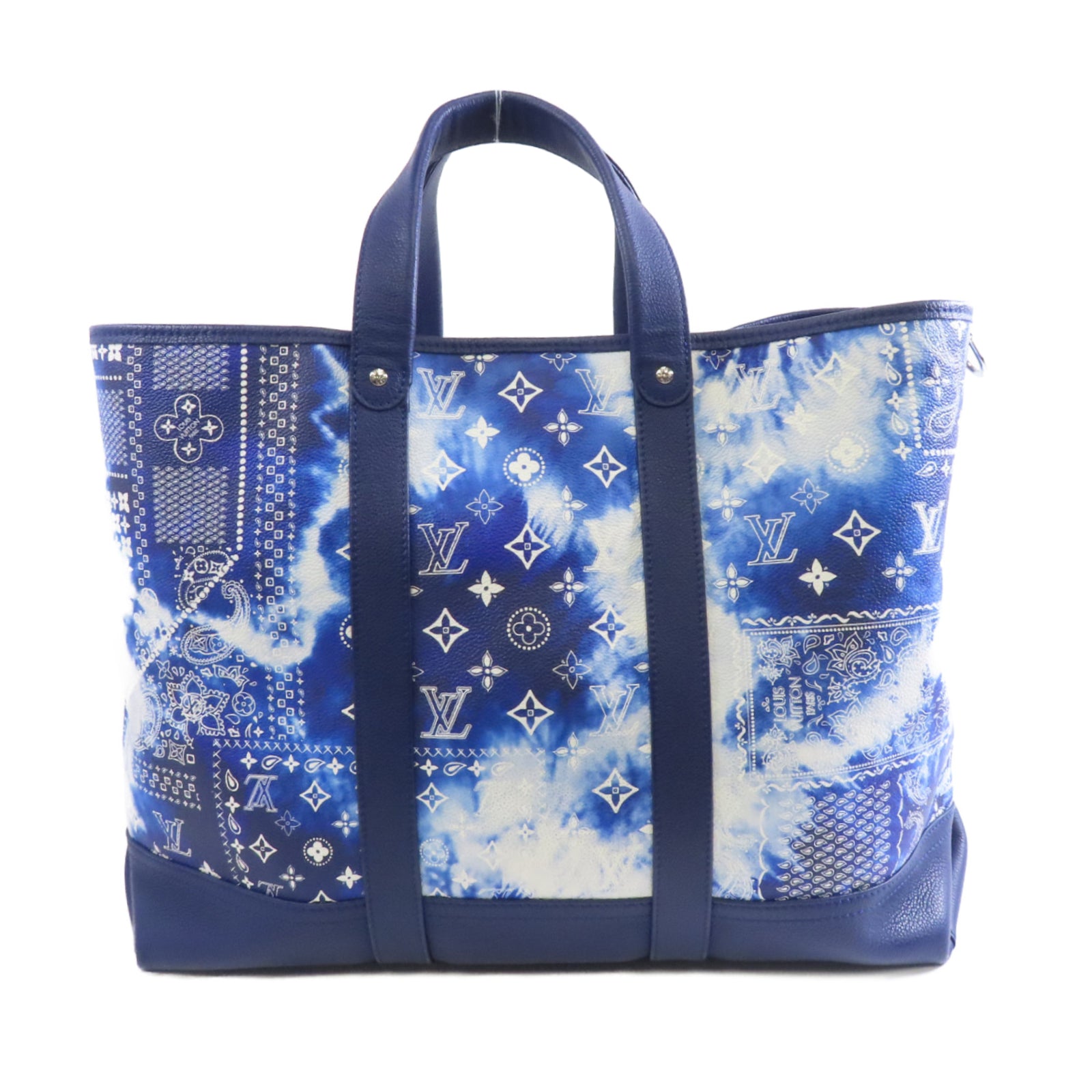 LOUIS VUITTON Monogram Bandana Tote Journey銀扣手挽袋藍色