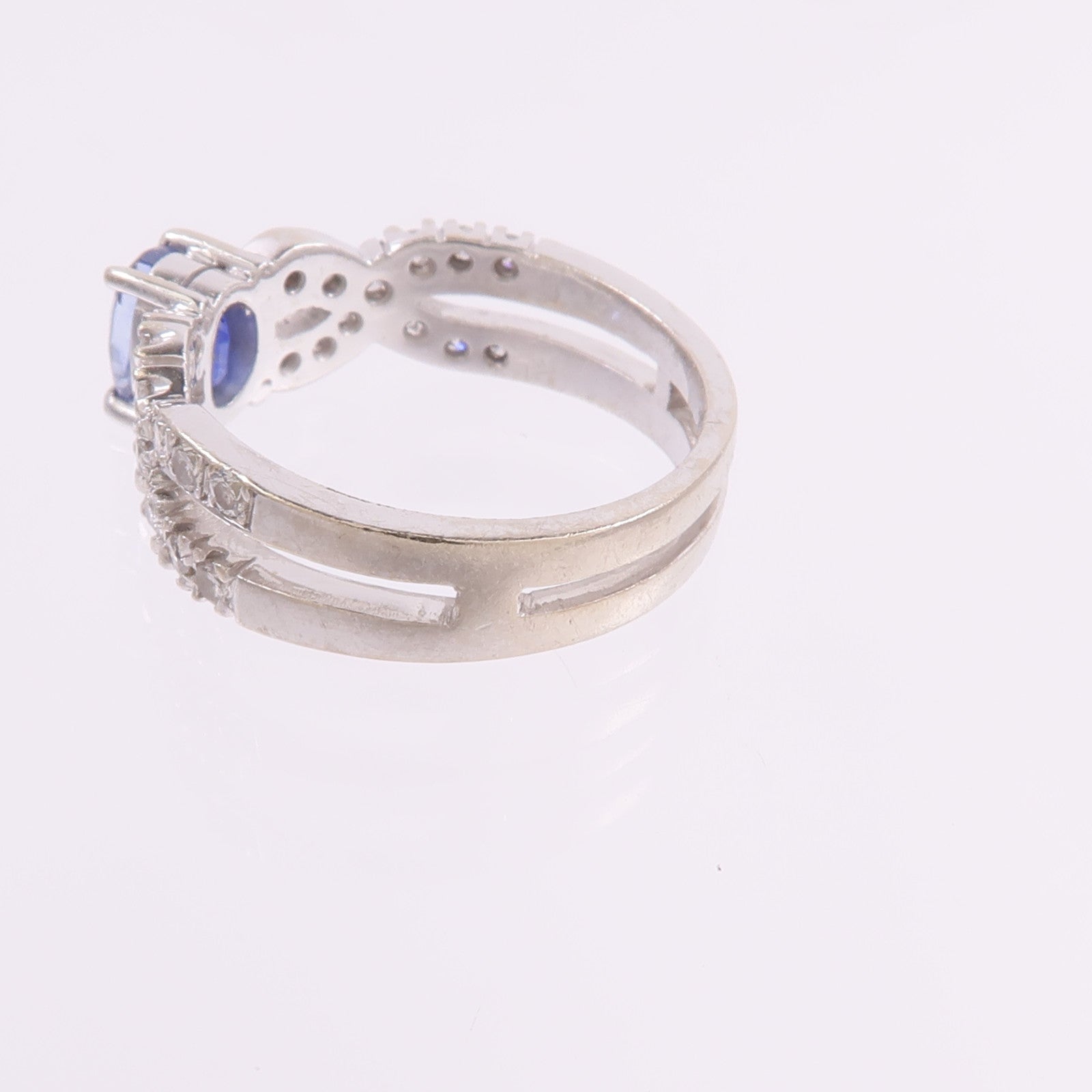 JEWELRY 14K白金Sapphire Diamond Ring藍寶石/鑽石戒指