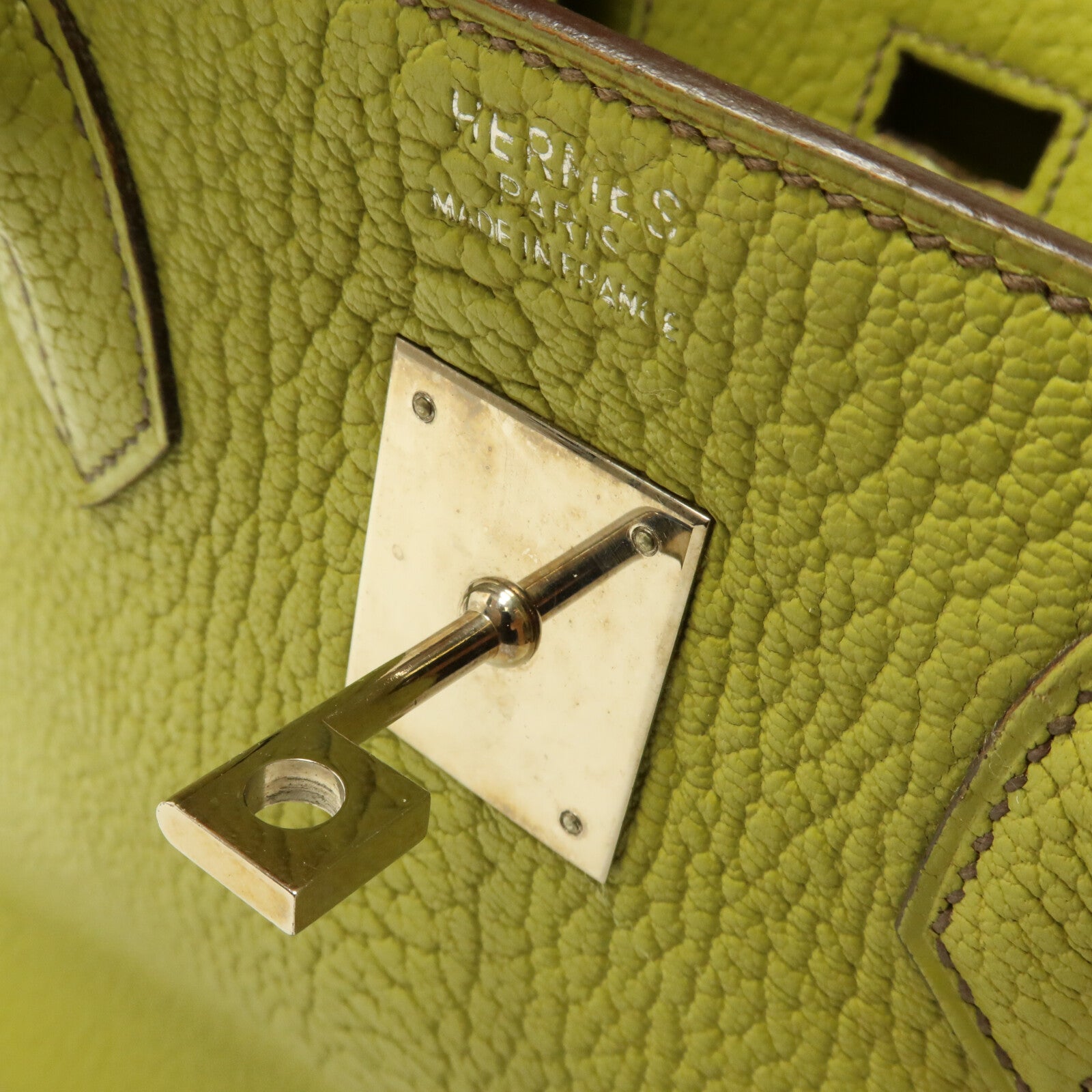 HERMES Chevre皮革Birkin 32 HAC手挽袋Vert Anis