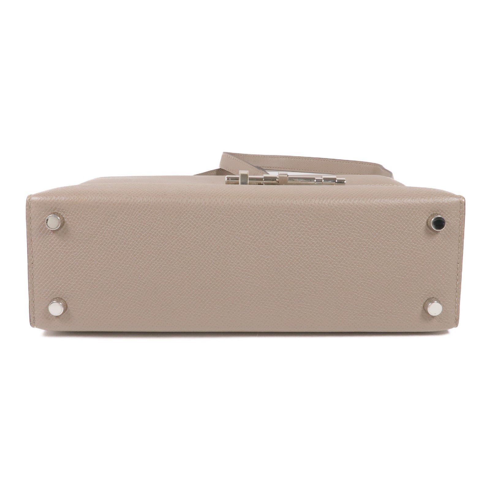 HERMES Epsom皮革Verrou 23銀扣肩背袋Gris Asphalte