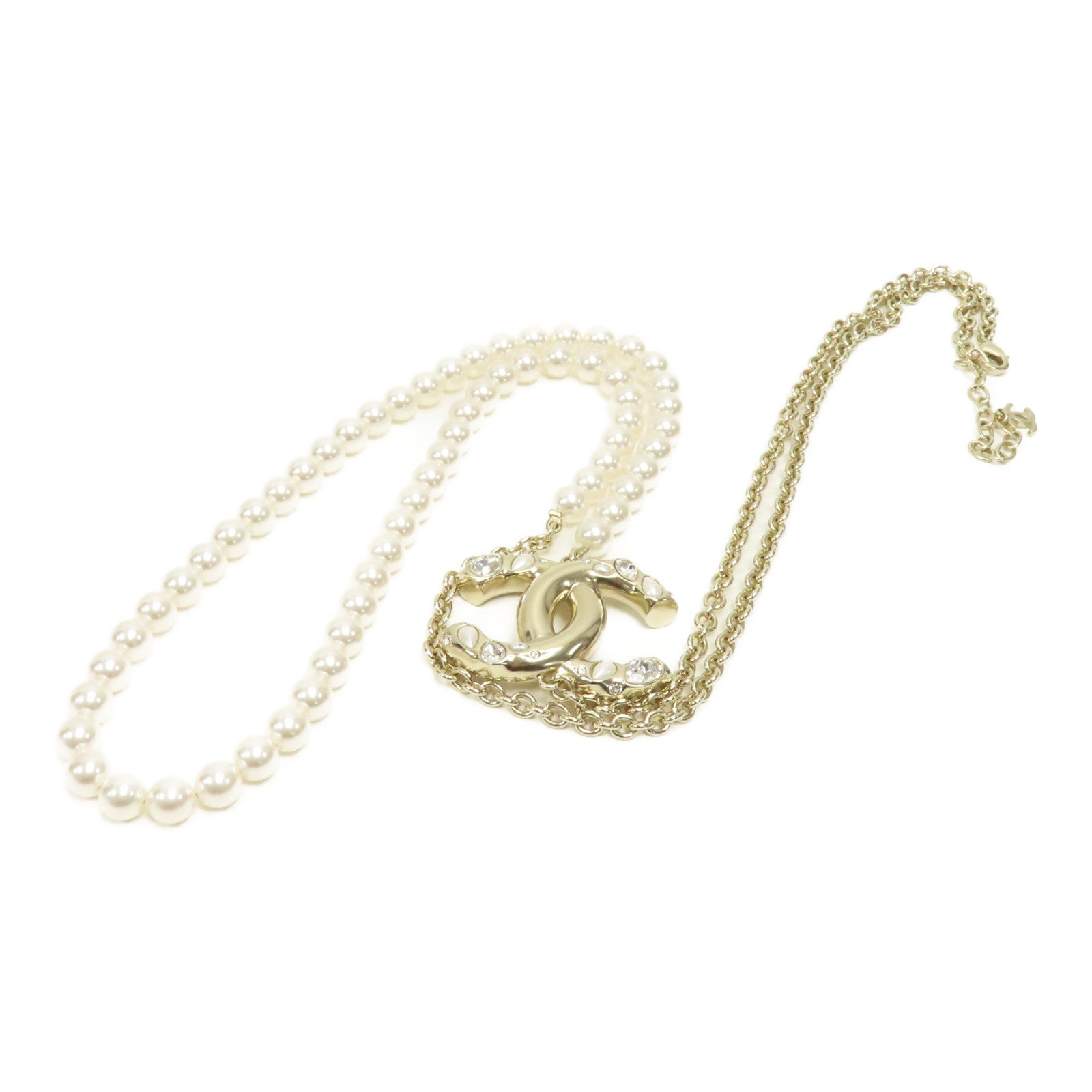 CHANEL PVC/金屬Necklace項鍊白色/金色