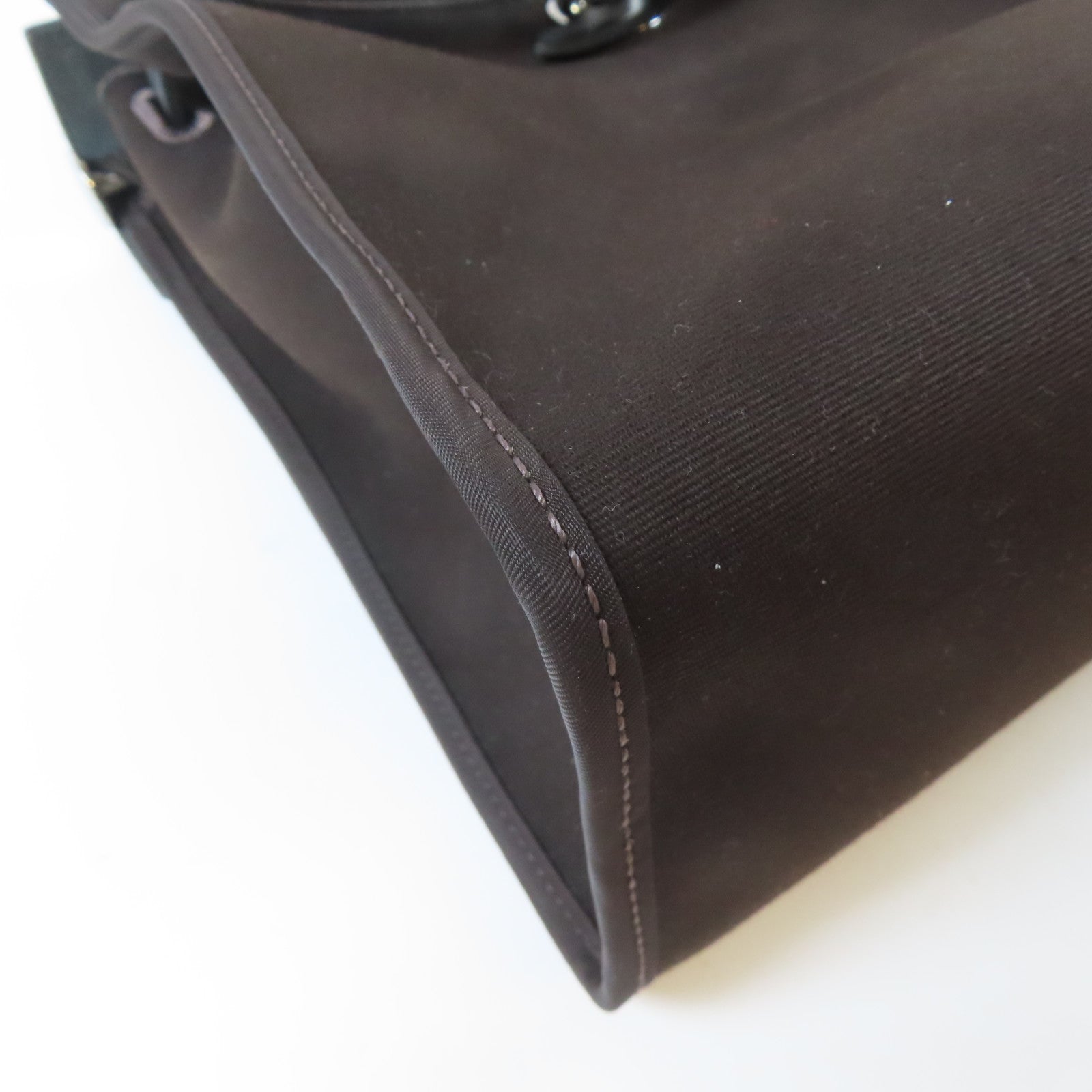 HERMES 【激減優惠】帆布Herbag PM銀扣手挽肩背兩用袋啡色