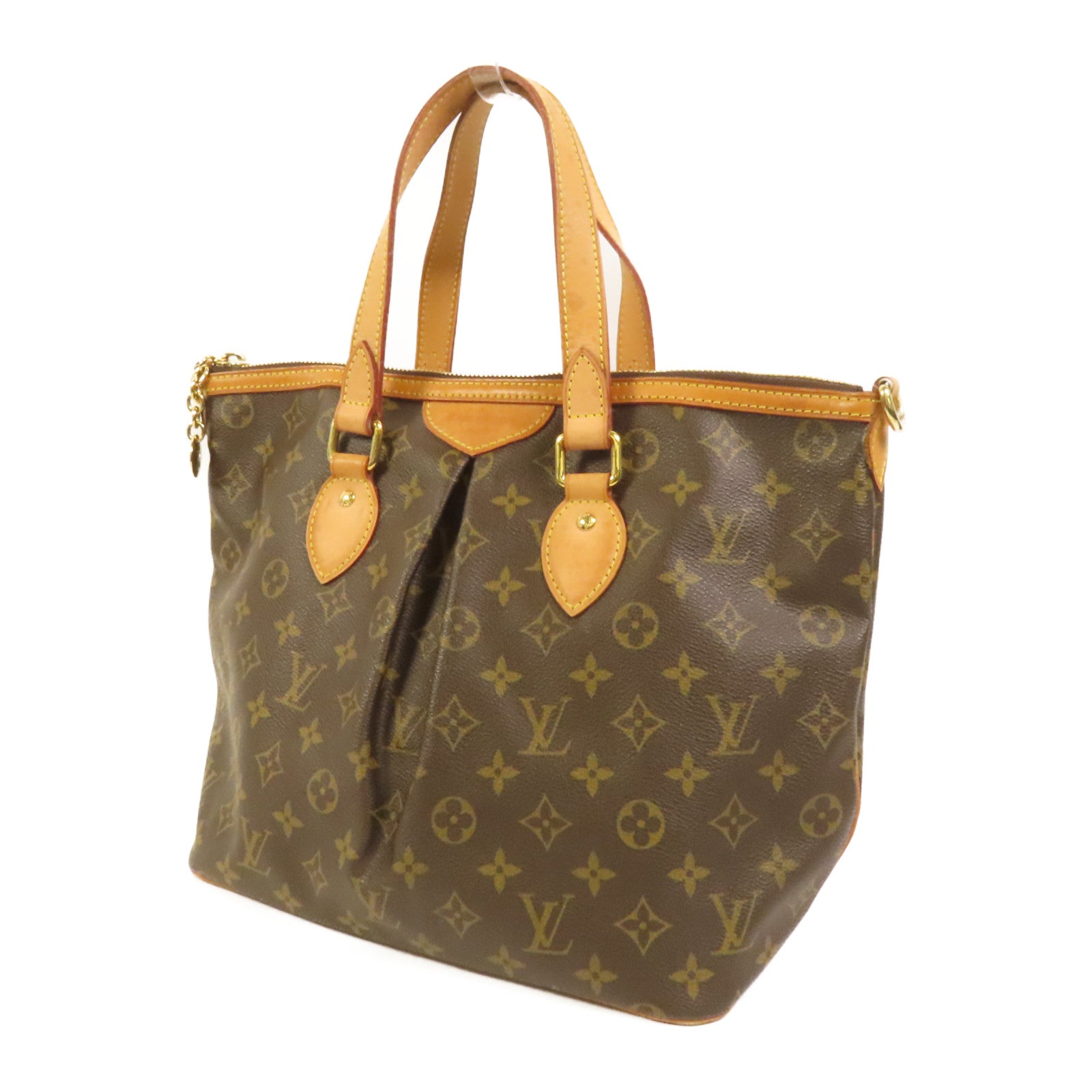 LOUIS VUITTON Monogram Palermo PM金扣手挽肩背兩用袋棕色