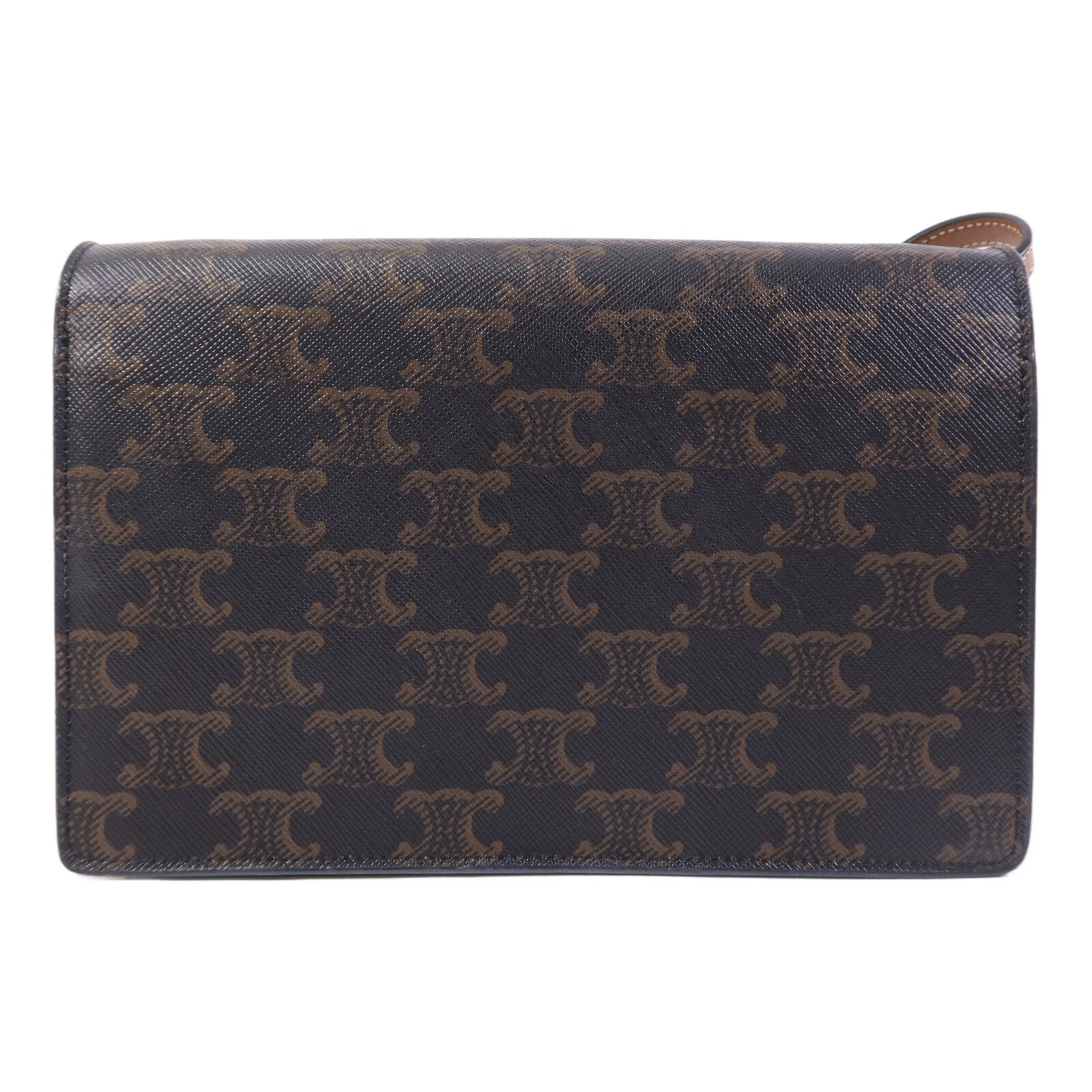 CELINE 塗層帆布Triomphe Wallet On Strap金扣肩背袋