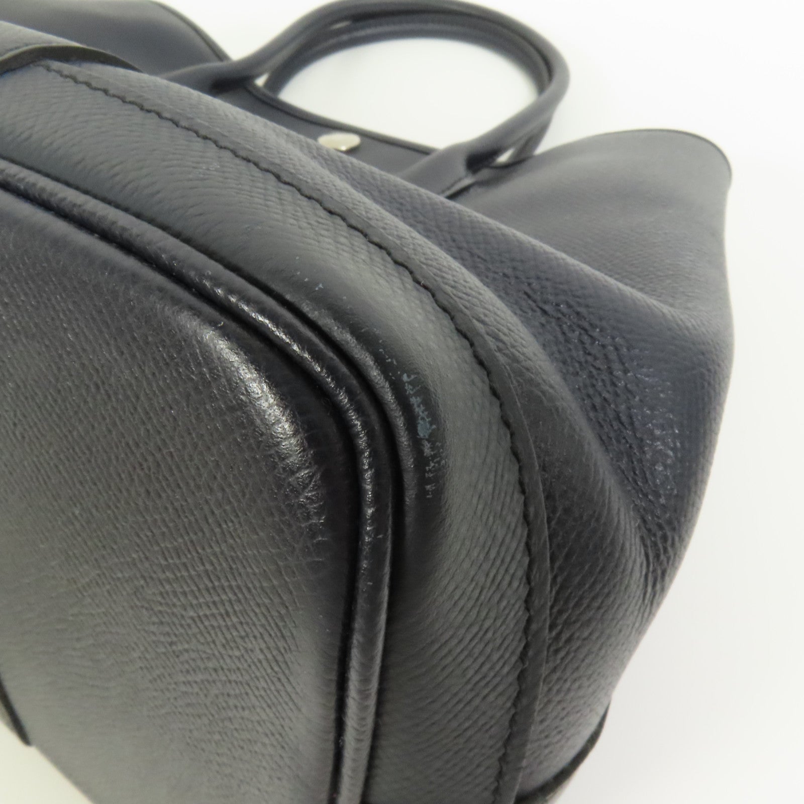 HERMES Epsom皮革Garden Party TPM銀扣手挽袋Bleu Indigo