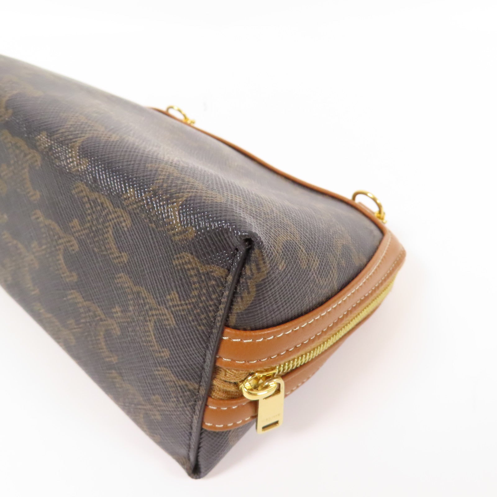 CELINE 塗層帆布Triomphe金扣鏈帶肩背袋
