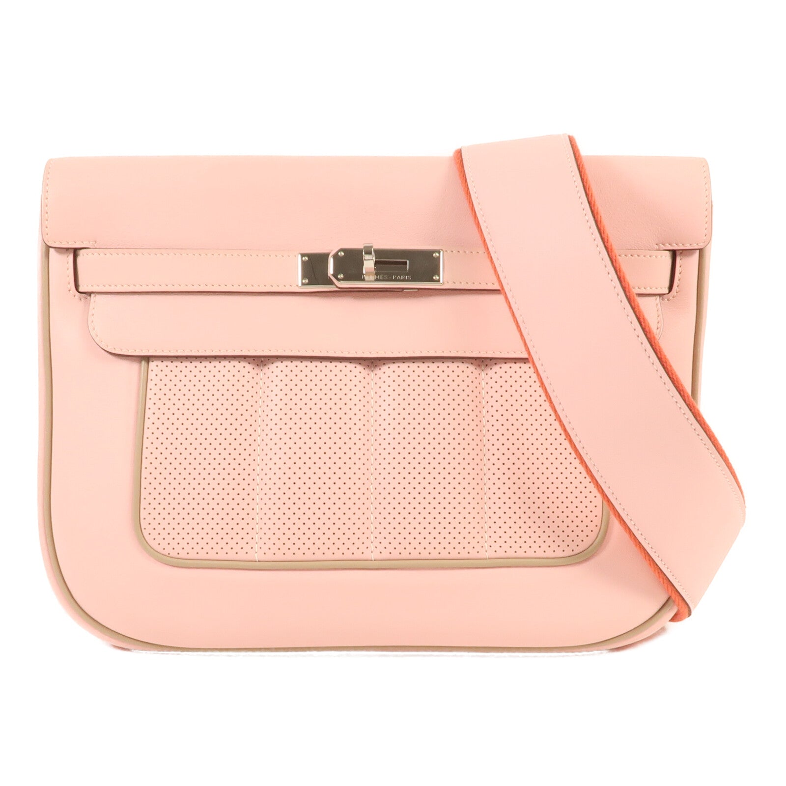 HERMES Swift皮革Berline銀扣肩背袋Rose Sakura