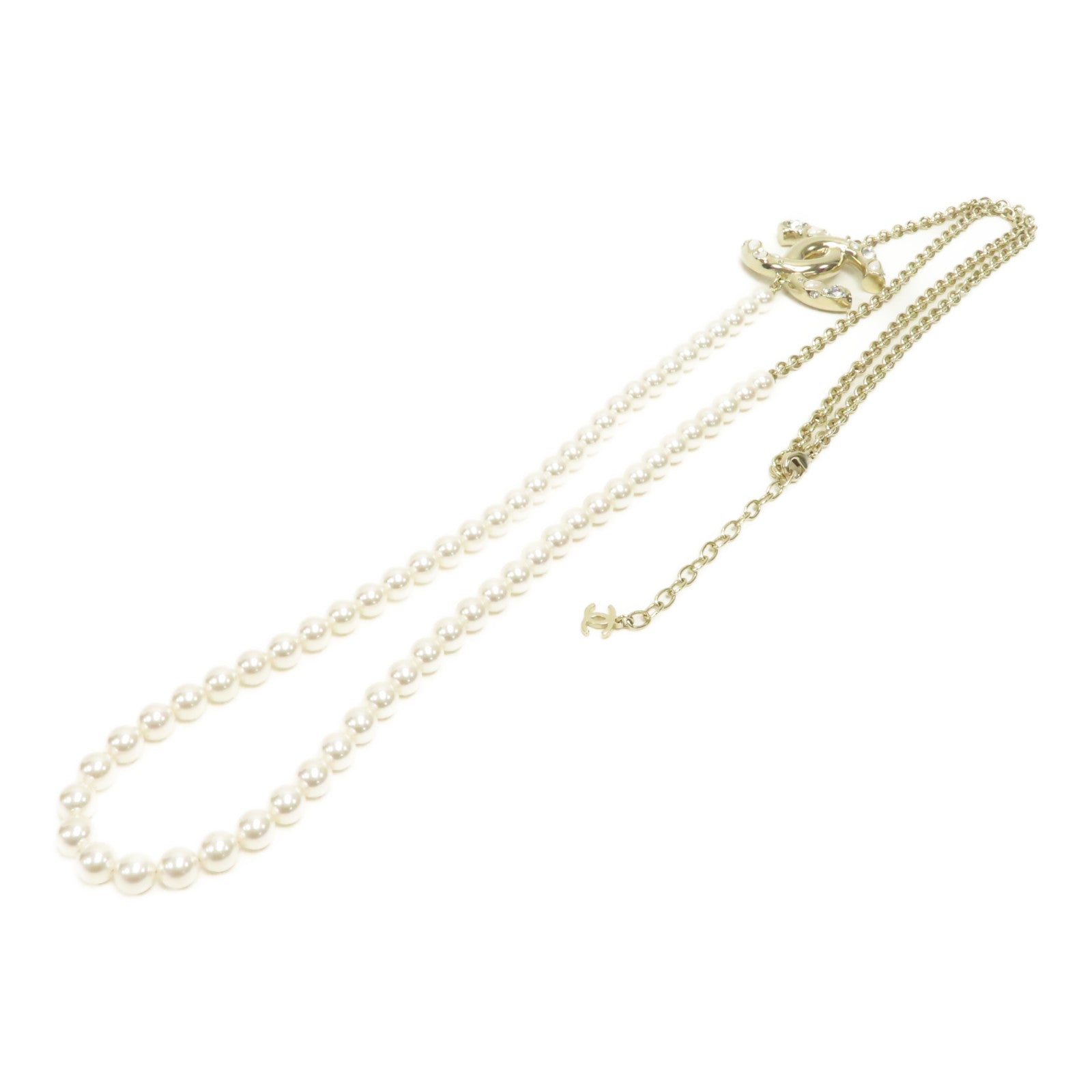 CHANEL PVC/金屬Necklace項鍊白色/金色