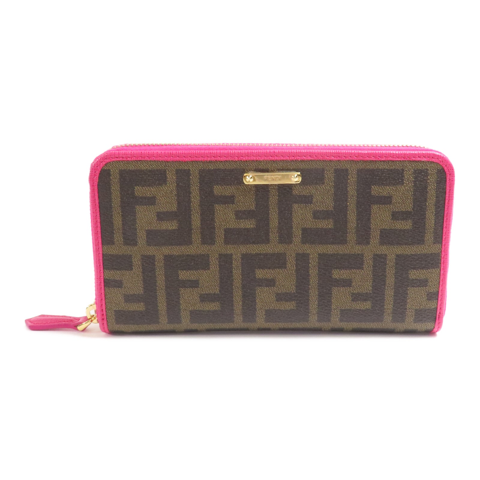 FENDI 塗層帆布Zipper Long Wallet銀扣長錢包
