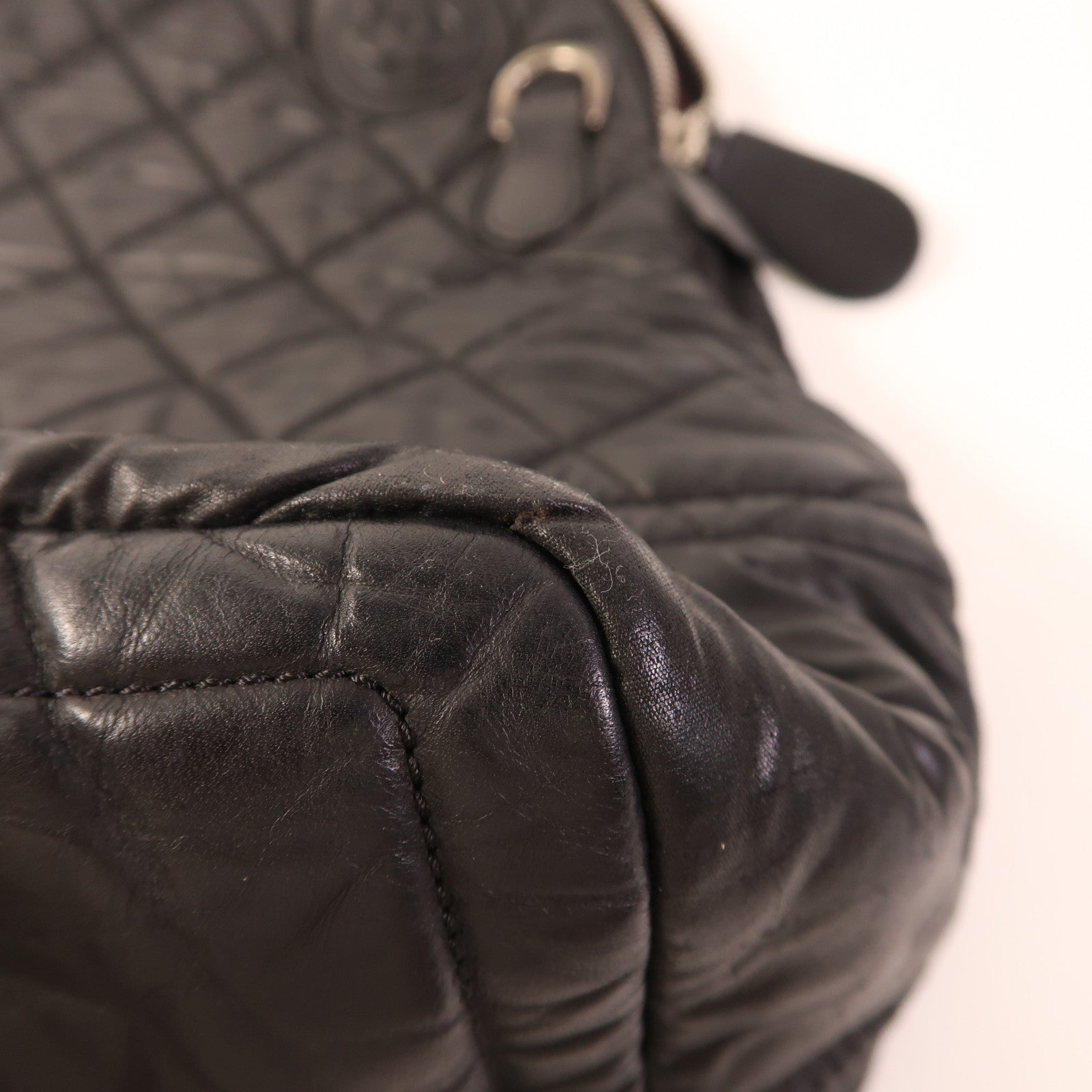 CHANEL 尼龍2 Way Bag銀扣手挽肩背兩用袋