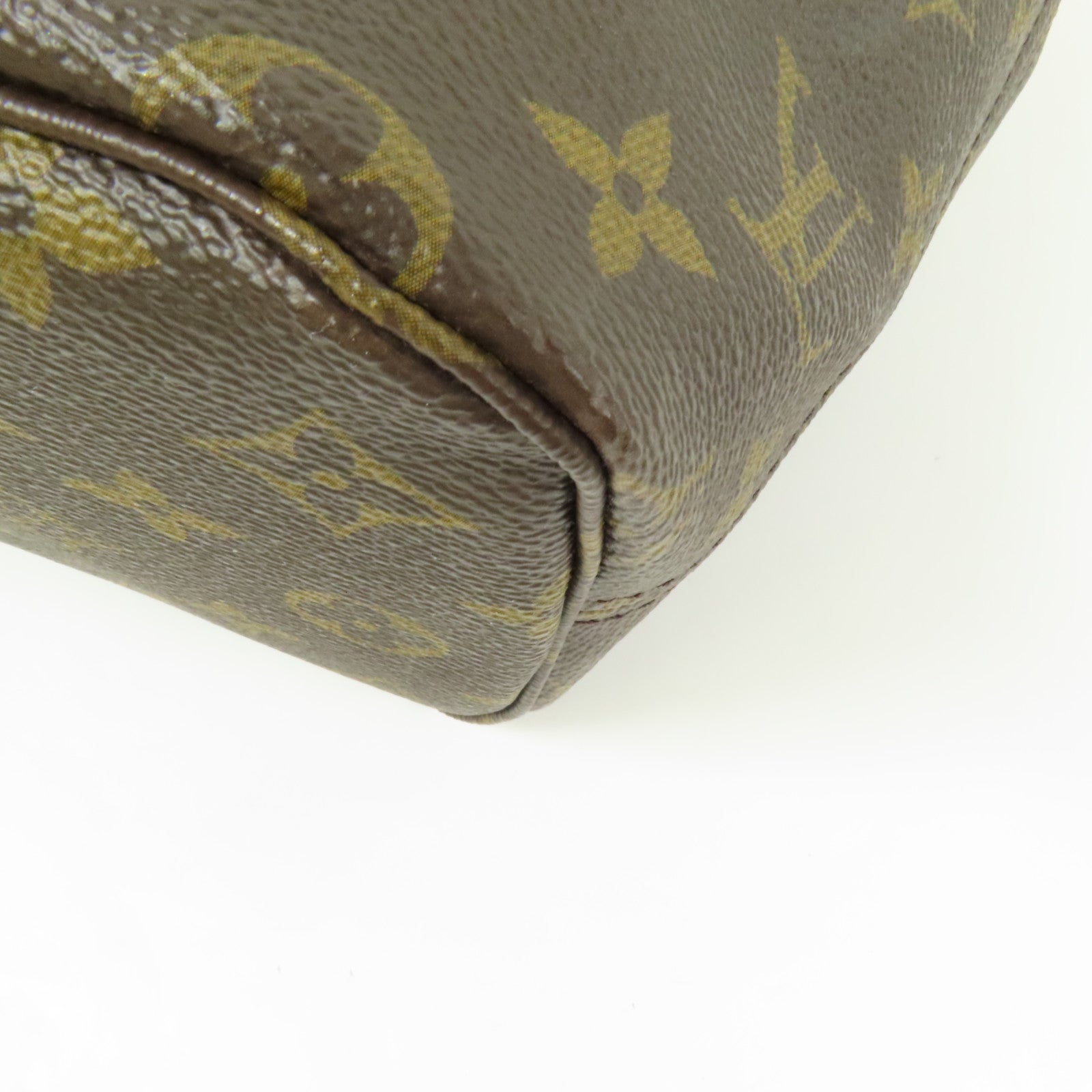 LOUIS VUITTON Monogram Neverfull PM金扣手挽袋棕色