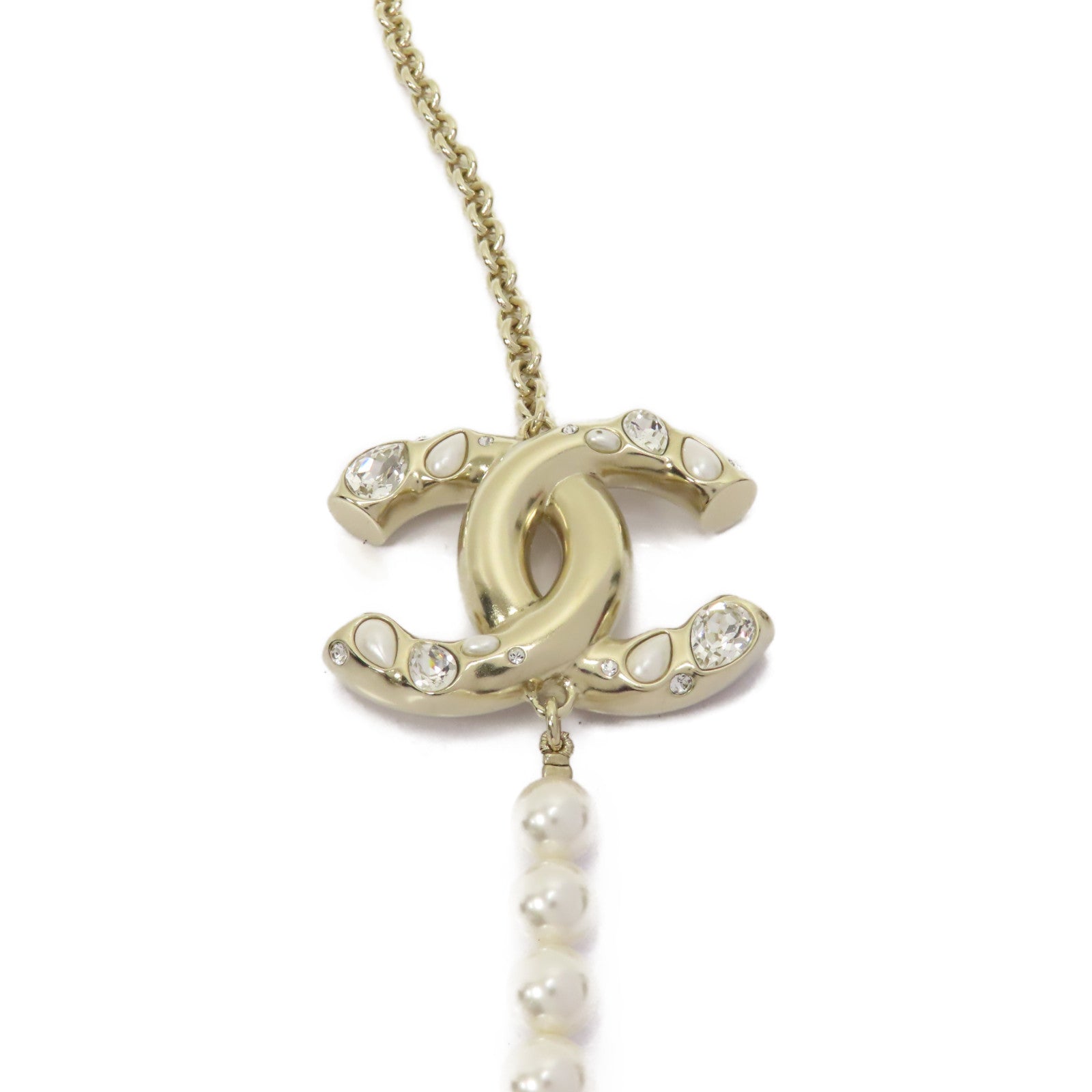 CHANEL PVC/金屬Necklace項鍊白色/金色