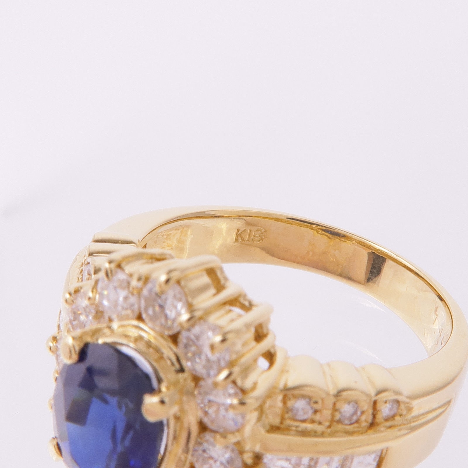 JEWELRY 18K黃金Sapphire Diamond Ring藍寶石/鑽石戒指US#6