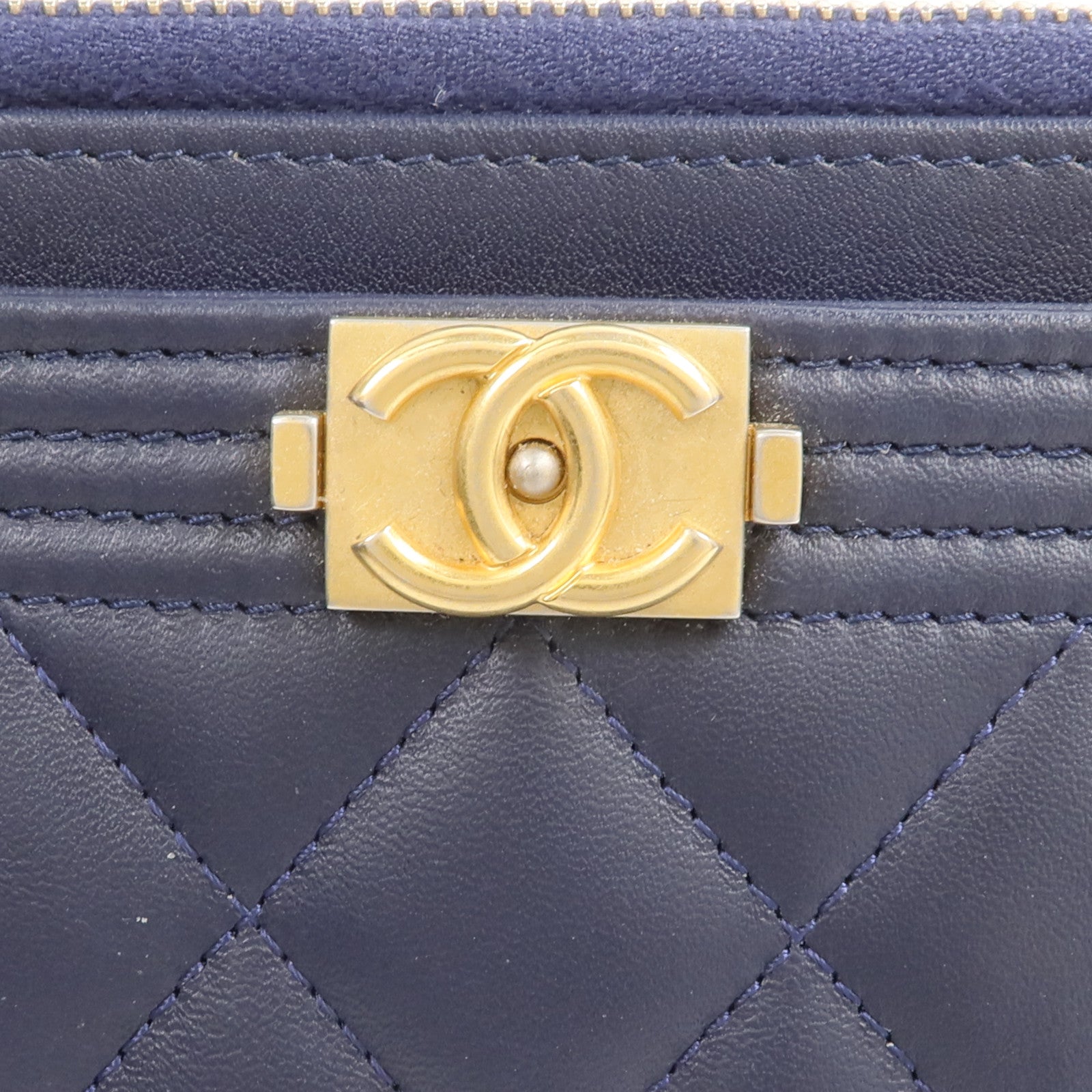 CHANEL 羊皮皮革Boy Zipper Long Wallet長錢包