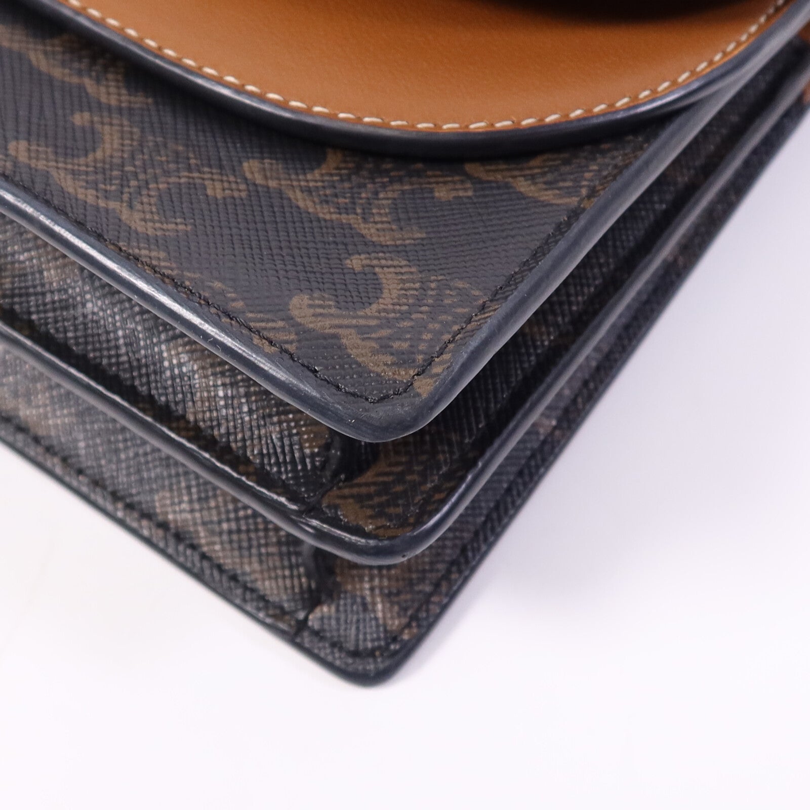 CELINE 塗層帆布Triomphe Wallet On Strap金扣肩背袋