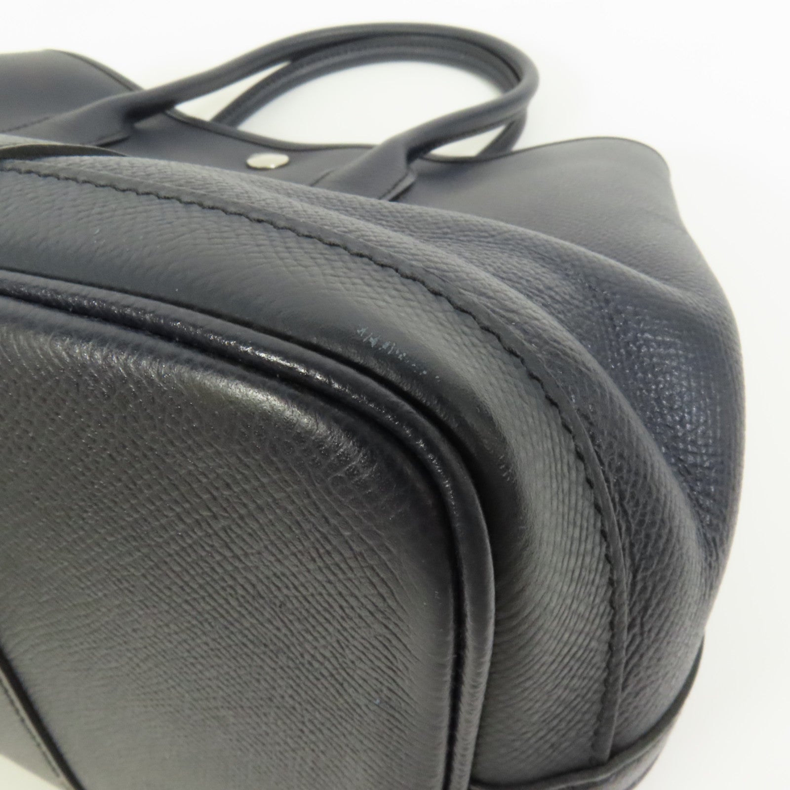 HERMES Epsom皮革Garden Party TPM銀扣手挽袋Bleu Indigo