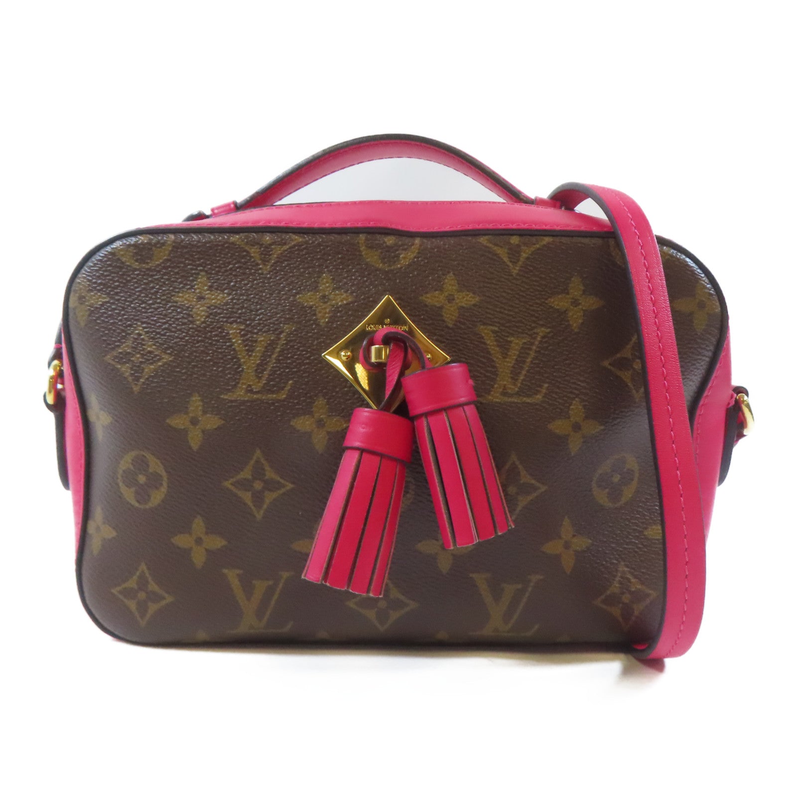 LOUIS VUITTON Monogram Saintonge金扣肩背袋啡色/粉紅色