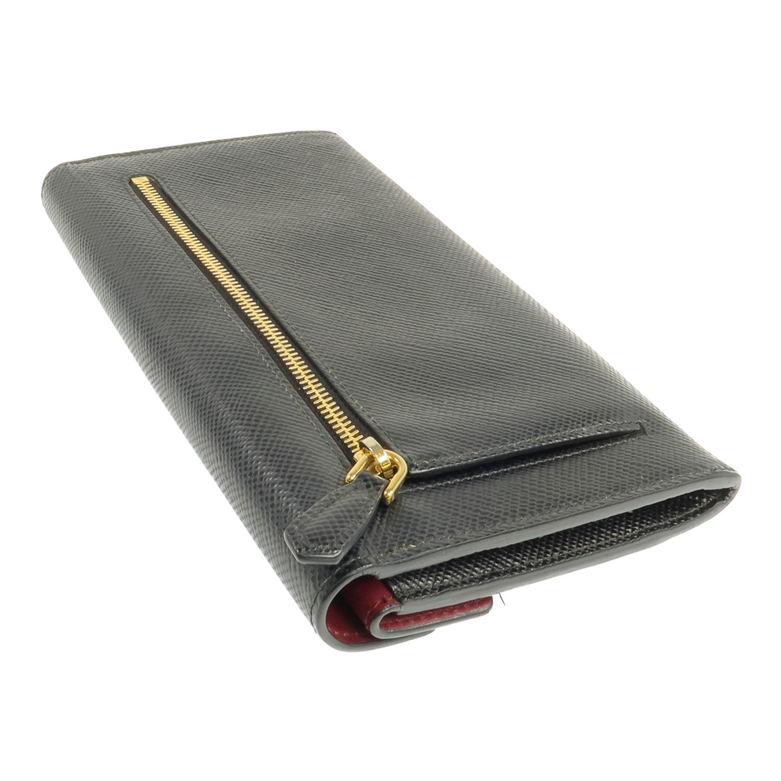 PRADA 牛皮皮革Zipper Long Wallet金扣長錢包