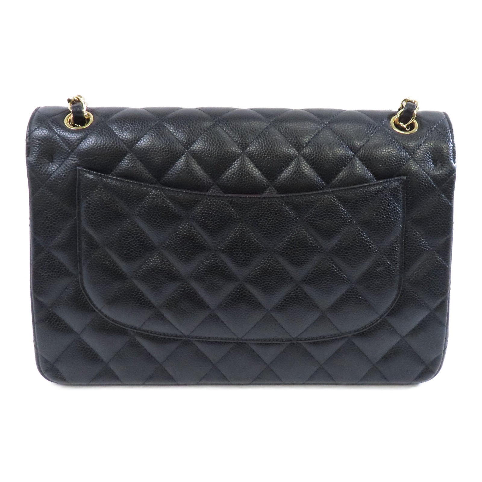 CHANEL 【激減優惠】Caviar皮革Classic Jumbo金扣鏈帶肩背袋黑色