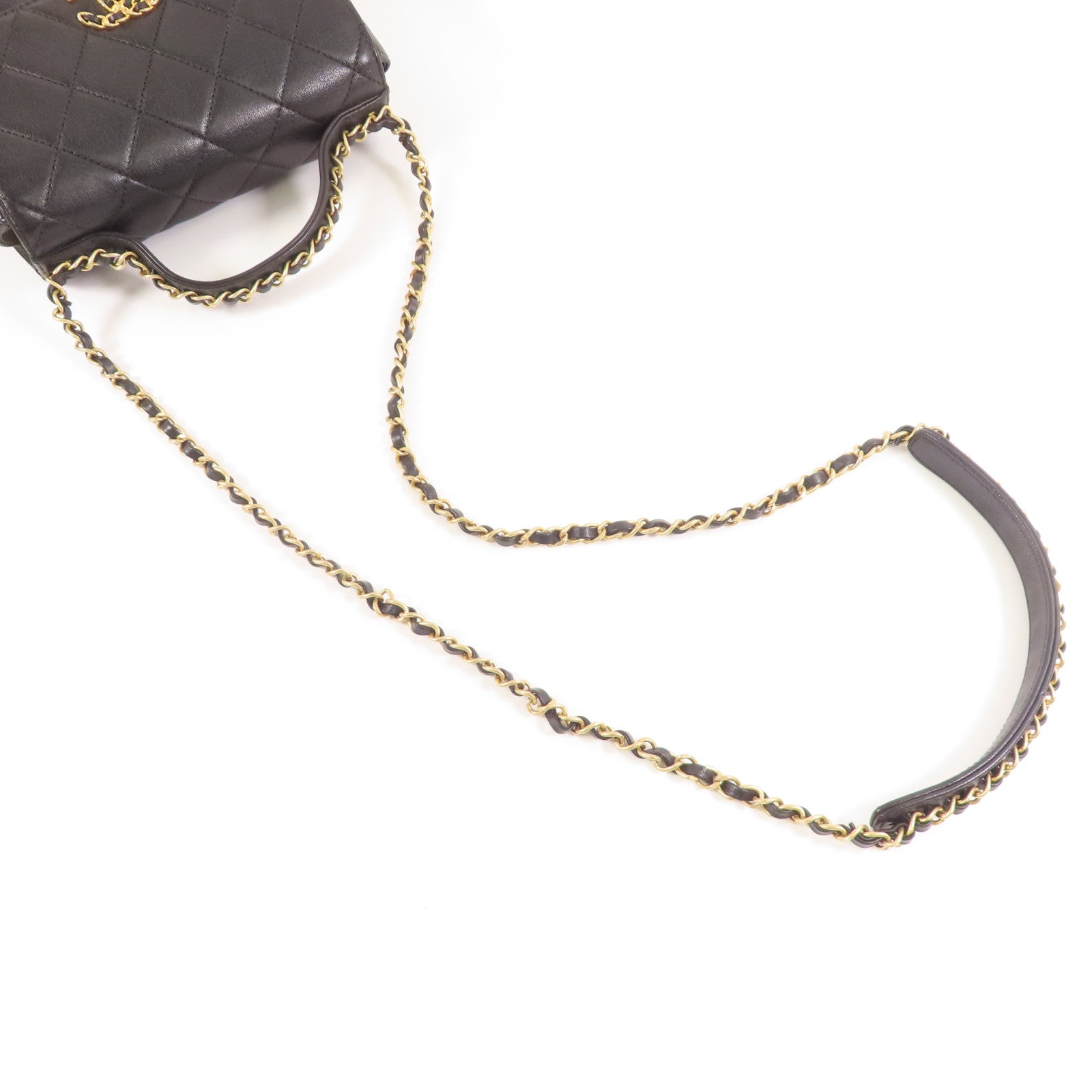 CHANEL 牛皮皮革Shoulder Bag金扣手挽肩背兩用袋