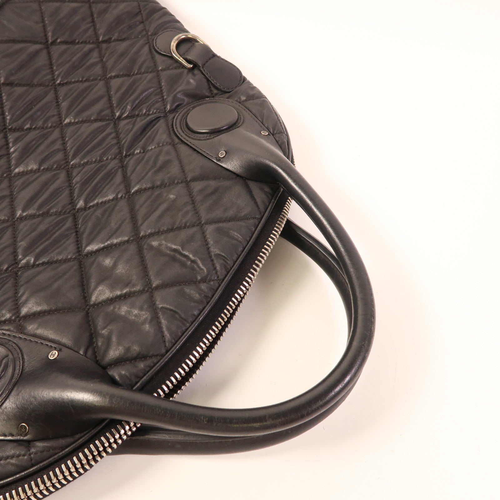 CHANEL 尼龍2 Way Bag銀扣手挽肩背兩用袋