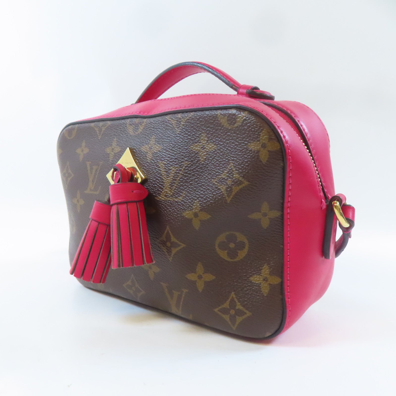 LOUIS VUITTON Monogram Saintonge金扣肩背袋啡色/粉紅色