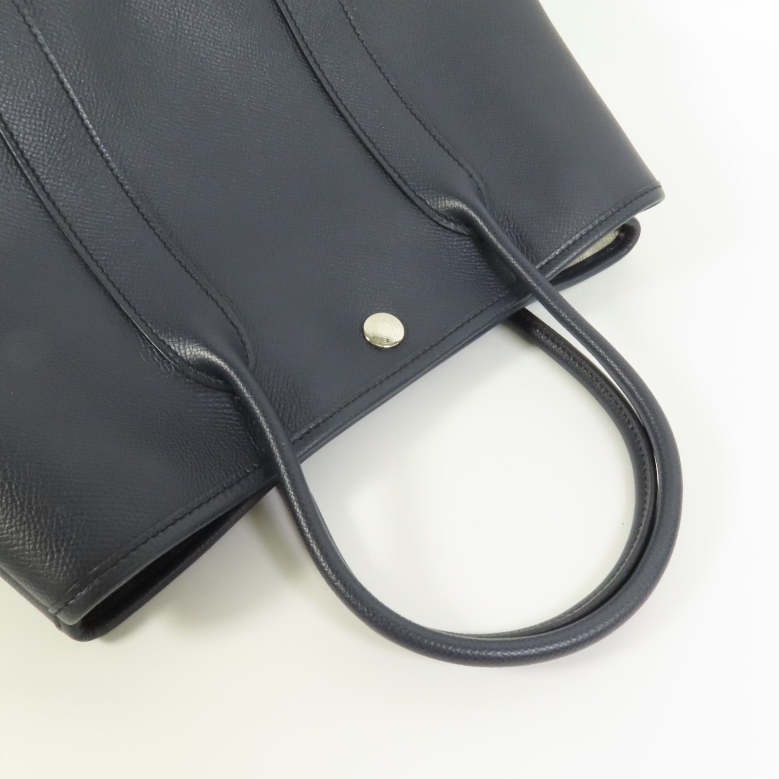 HERMES Epsom皮革Garden Party TPM銀扣手挽袋Bleu Indigo