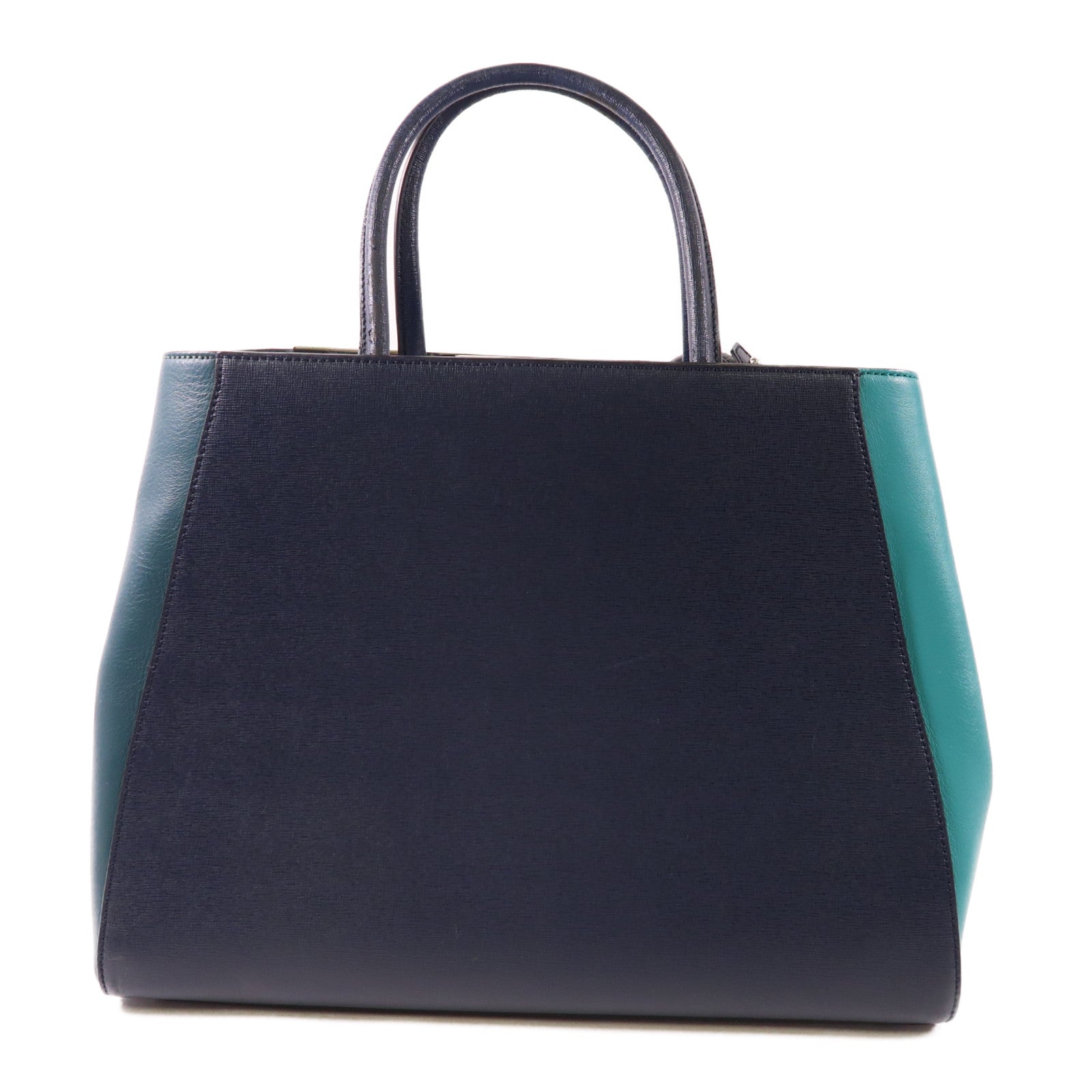 FENDI SHW 2Jours 2 Way Shoulder Bag 8BH250-M5L Calfskin Leather Navy Green