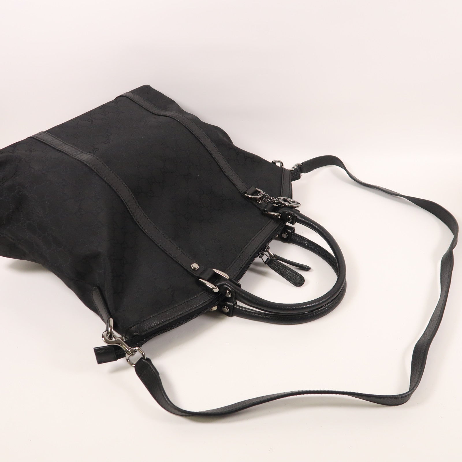 GUCCI 帆布2 Way Shoulder銀扣手挽肩背兩用袋