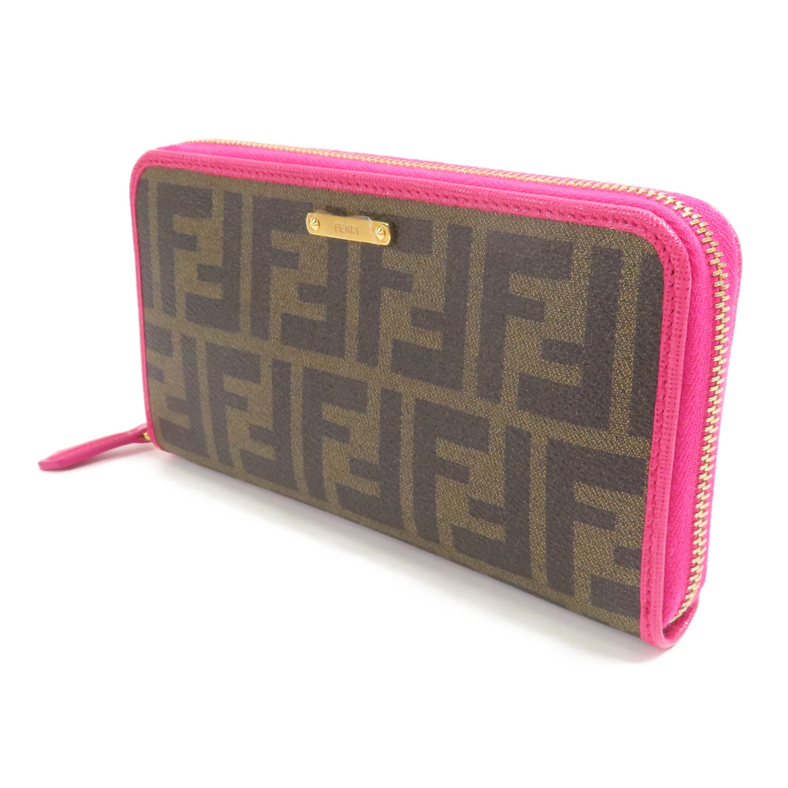 FENDI 塗層帆布Zipper Long Wallet銀扣長錢包