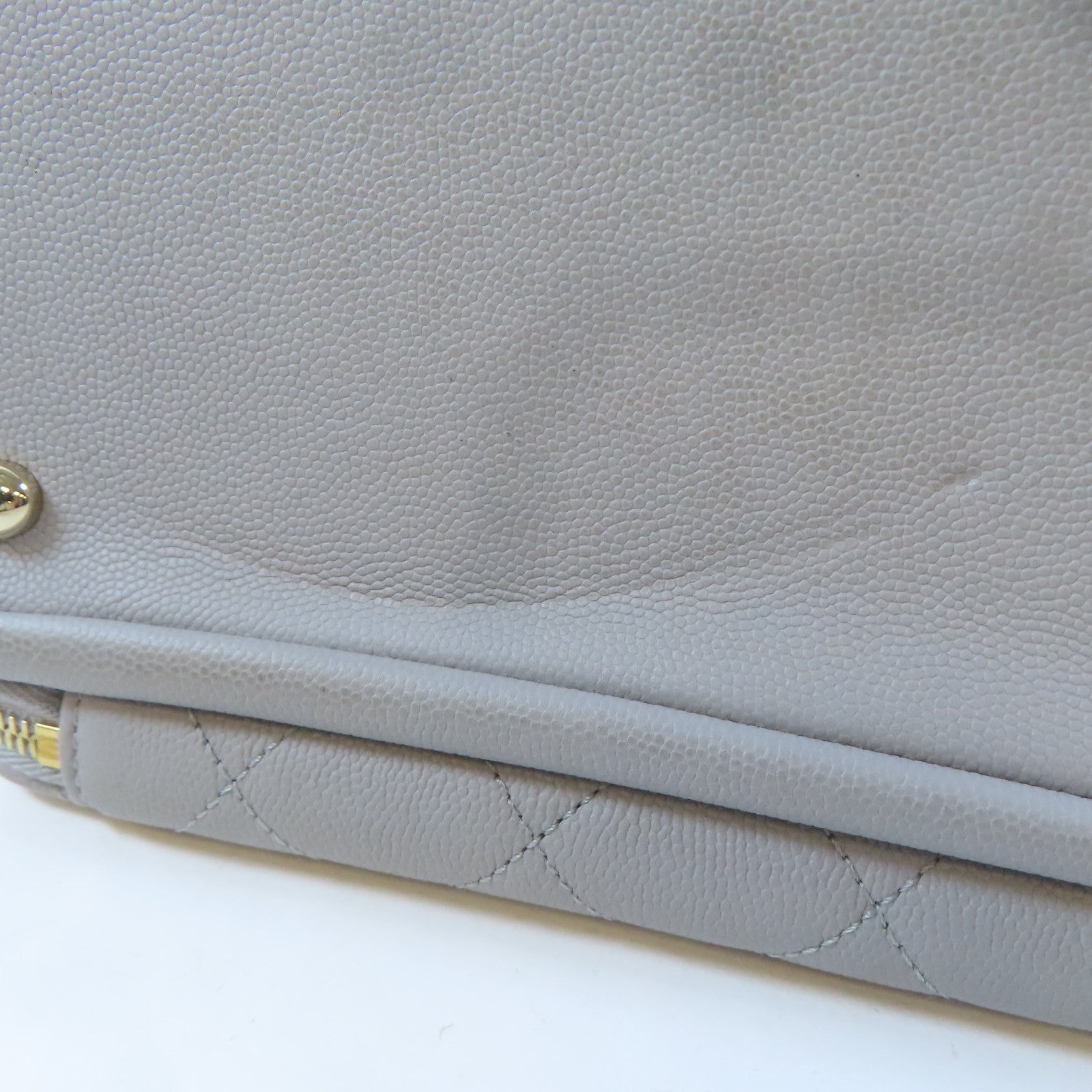 CHANEL 菱格牛皮皮革2 Way Shoulder金扣鏈帶手挽肩背兩用袋灰色
