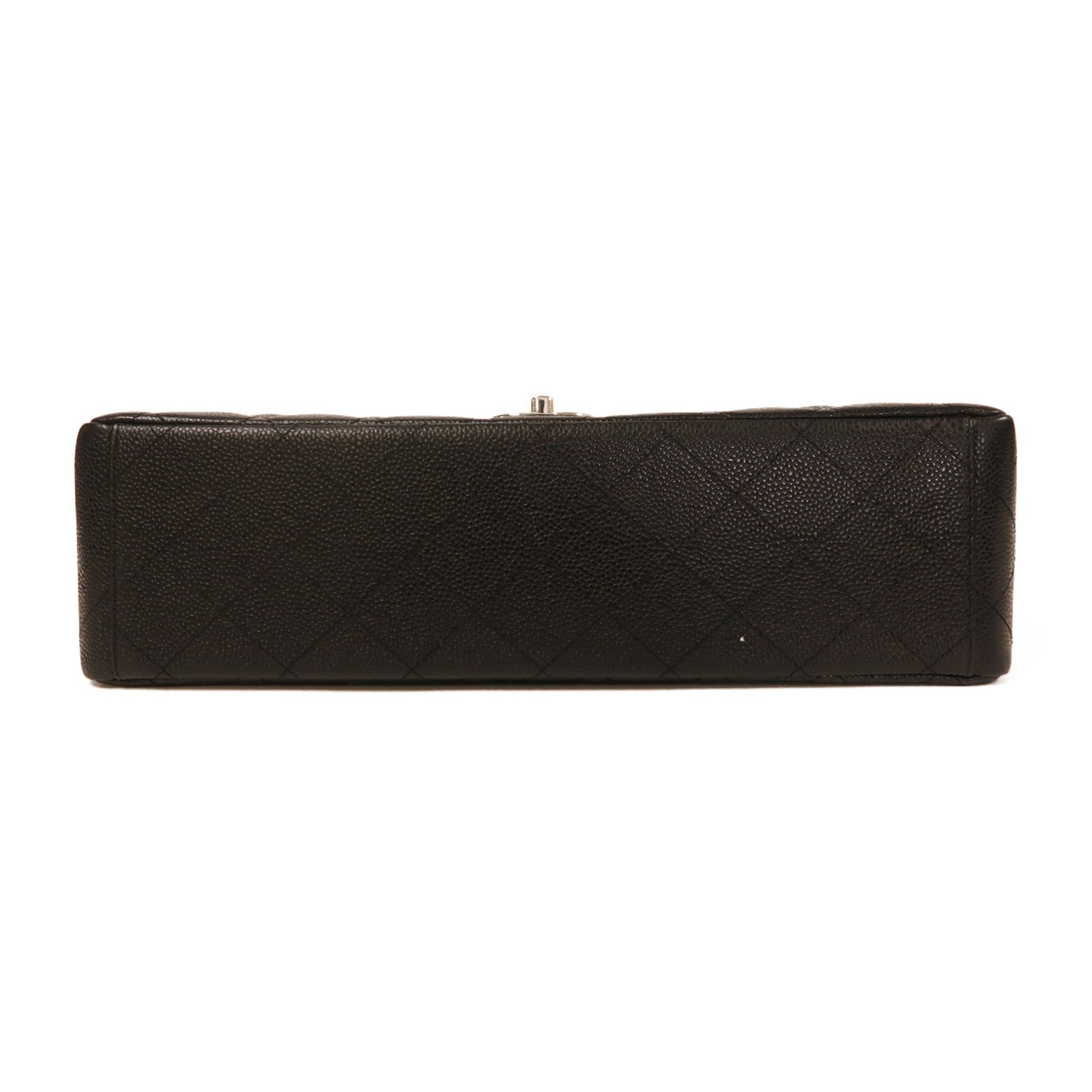 CHANEL 牛皮皮革Maxi Classic銀扣鏈帶肩背袋黑色