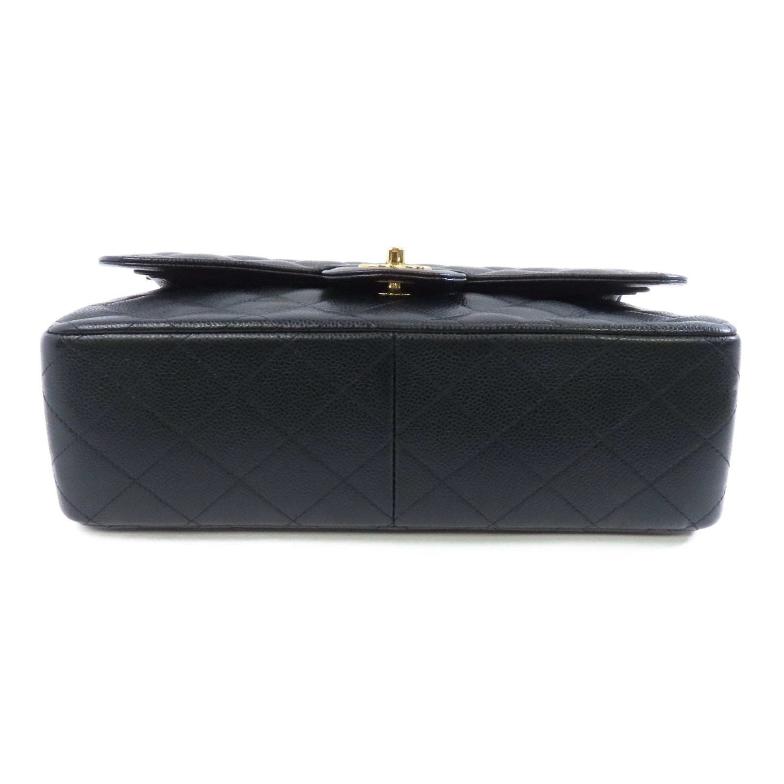 CHANEL 【激減優惠】Caviar皮革Classic Jumbo金扣鏈帶肩背袋黑色