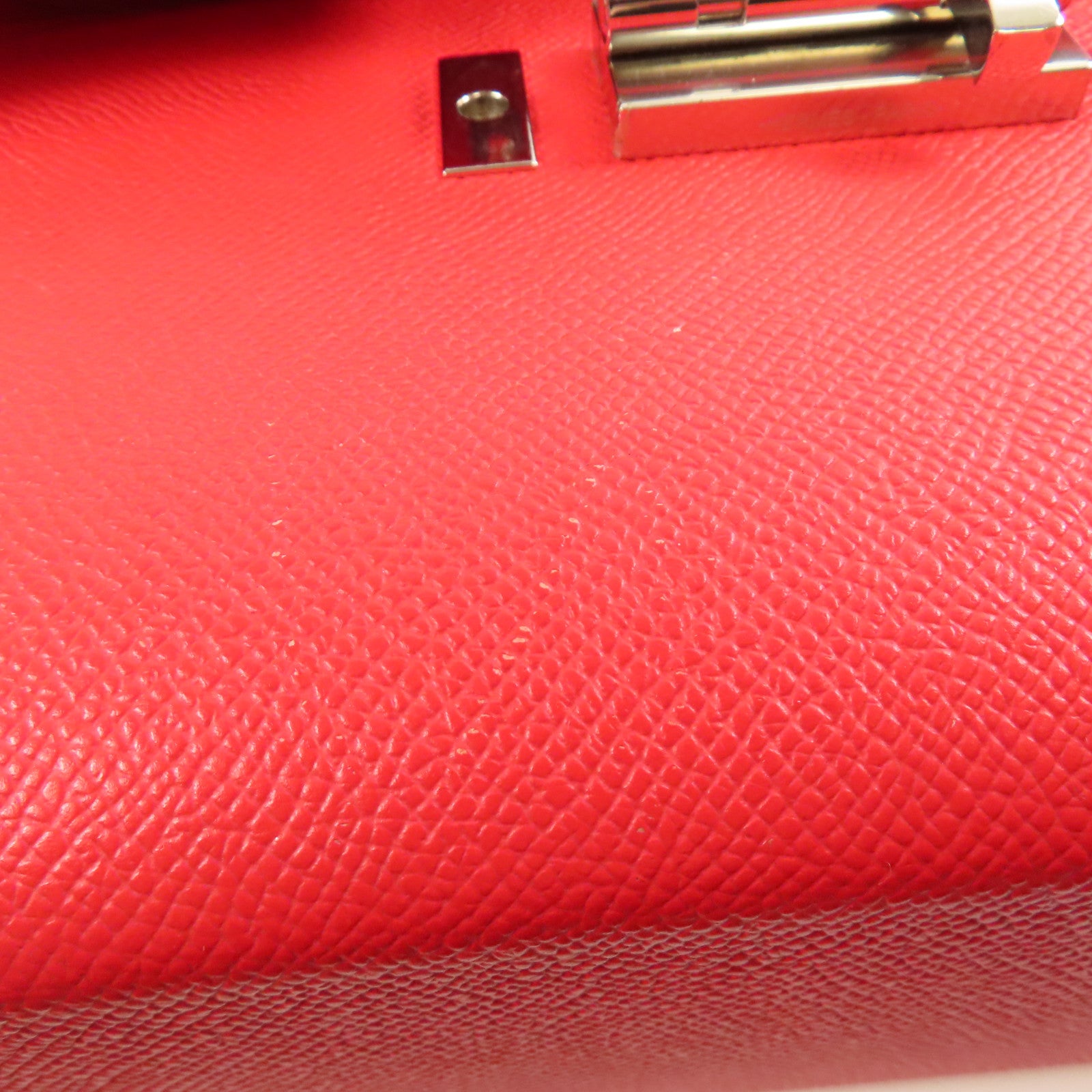 HERMES Epsom皮革Verrou 23銀扣肩背袋Rouge de Coeur