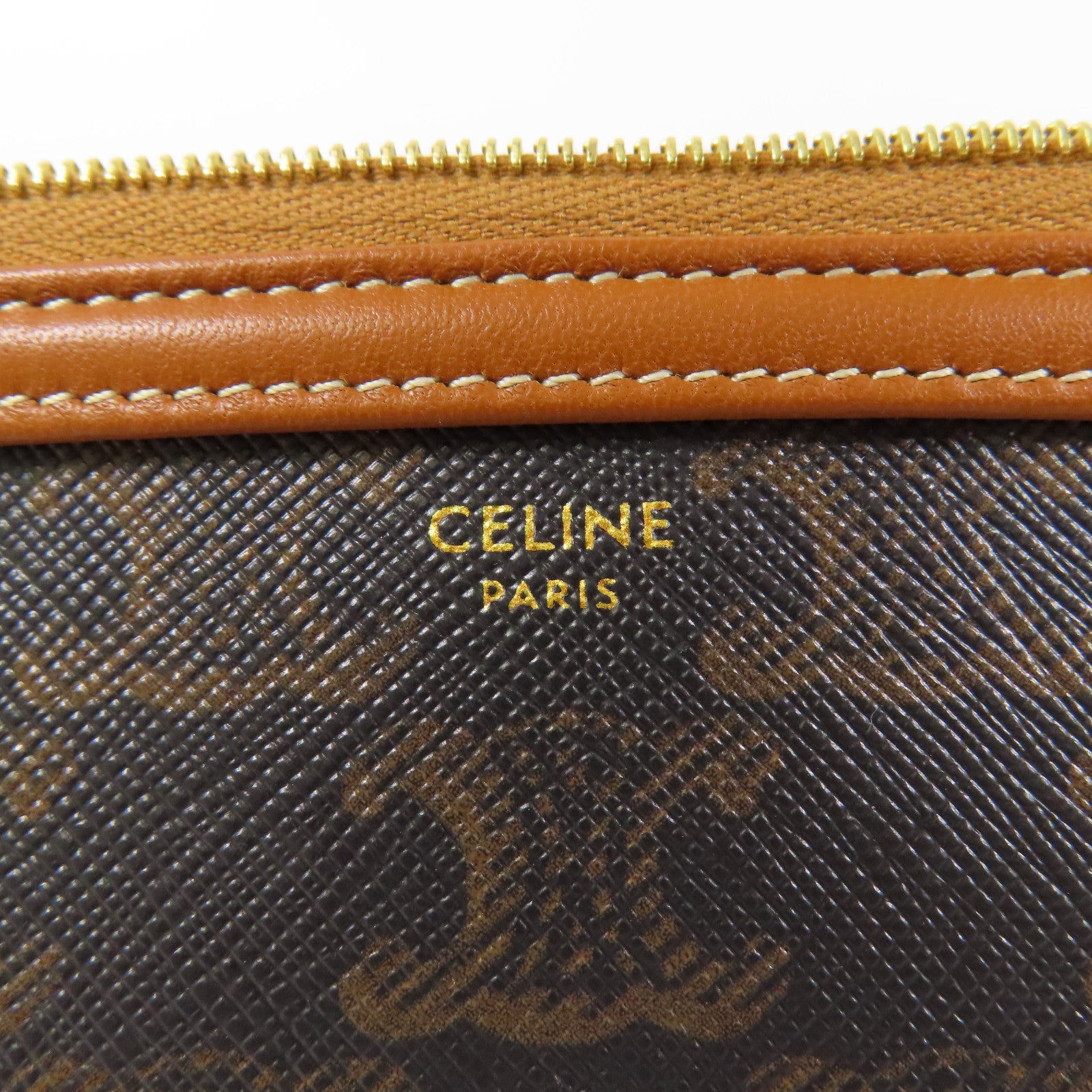CELINE 塗層帆布Triomphe金扣鏈帶肩背袋